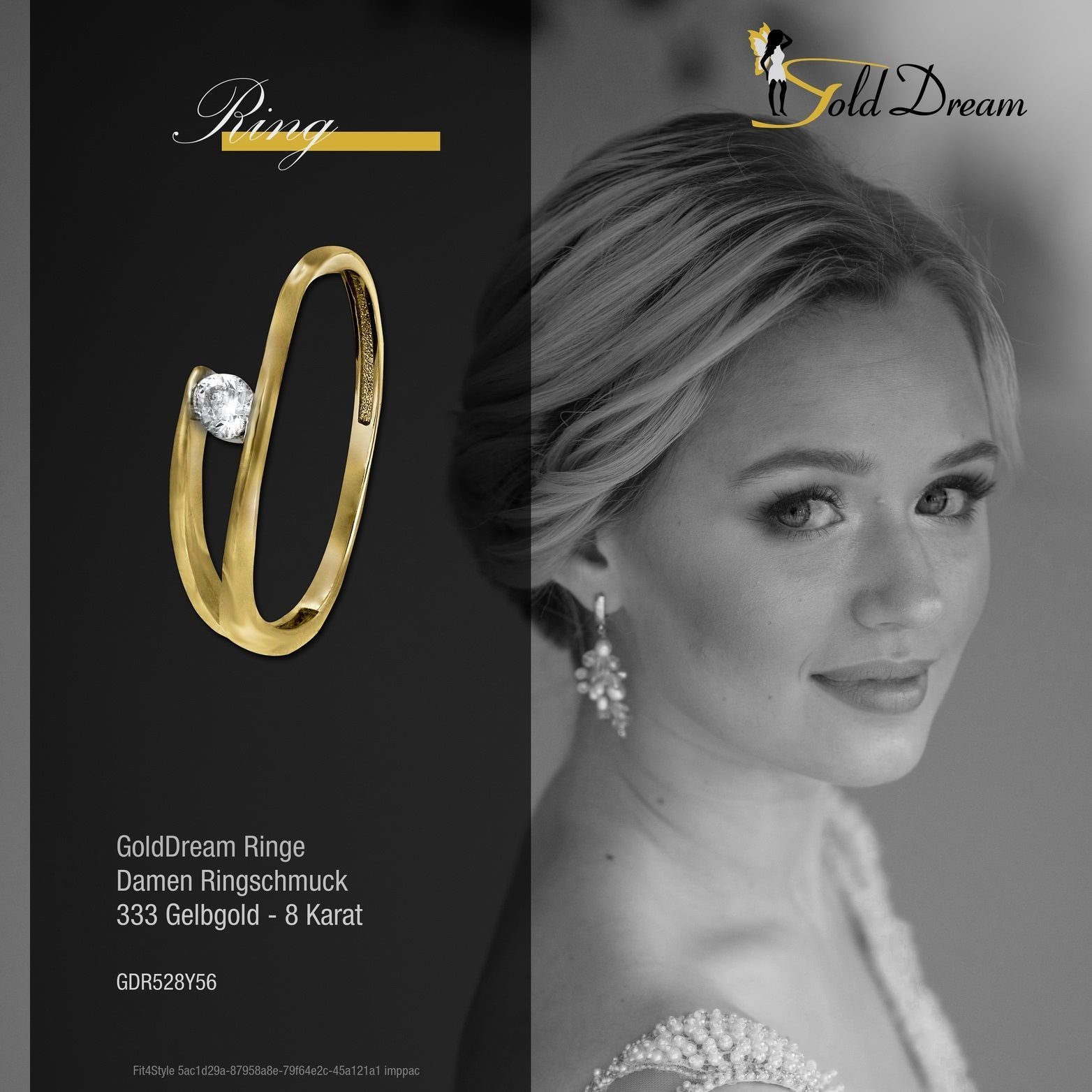 GoldDream Goldring GoldDream Gold Ring Zirkonia Gr.56, Damen Ring Echtgold, 333er Gelbgold, gold, weiß, New