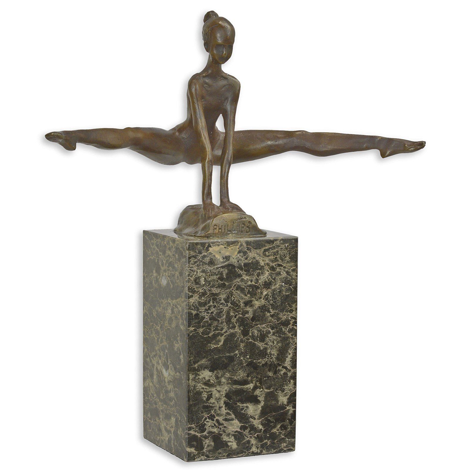 Aubaho Skulptur Bronzefigur Sportlerin Statue Antik-St Bronze Gymnastik Sport Skulptur