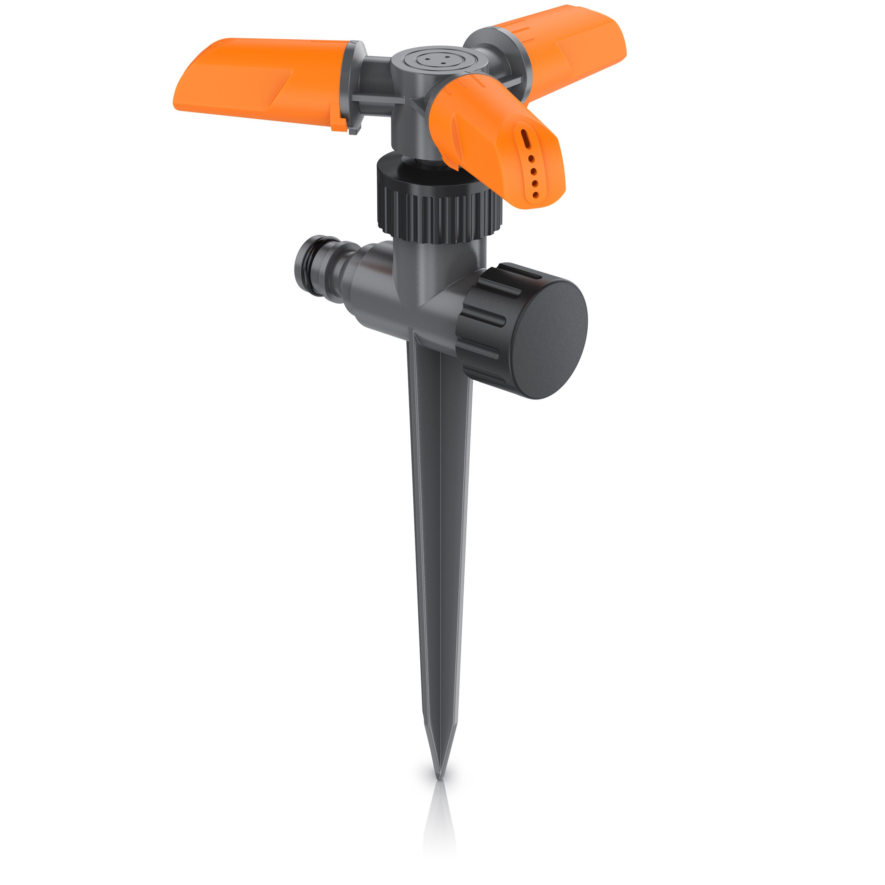 Brandson Kreisregner Garten Sprinkler, 360° Rasensprenger, 3 Arm Rasensnsprikler rotierend, für Flächen bis 80 m², 21 cm lang, (1-St), 15 Strahldüsen, 10 m Reichweite, bis 80 m² Fläche, Gardena kompatibel