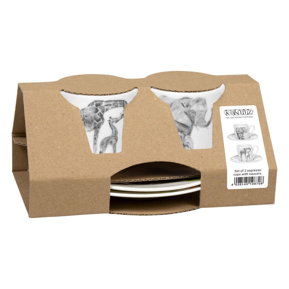 Könitz Espressotasse Amazing Animals Giraffe & Elefant, 85 ml, Porzellan