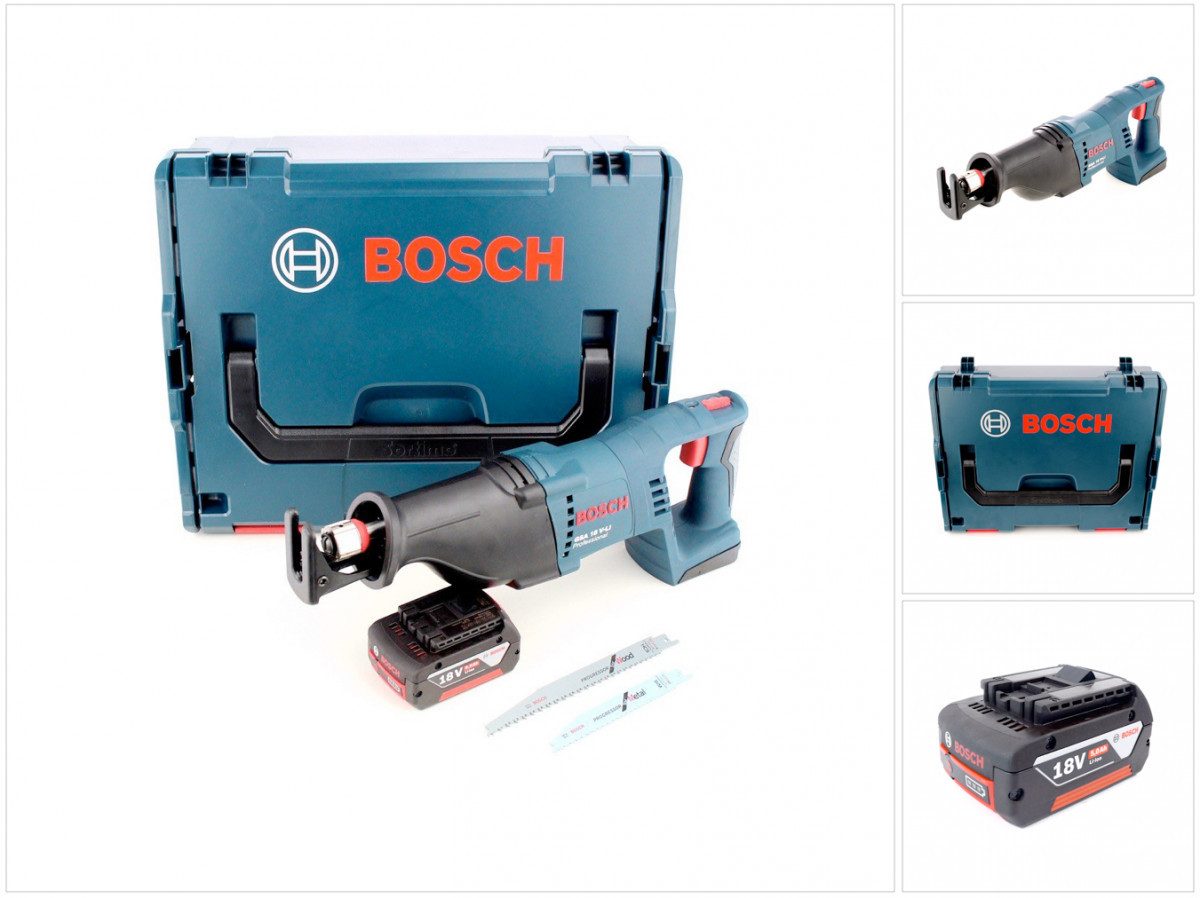 Bosch Professional Akku-Reciprosäge GSA 18 V-LI Professional 18 V Akku Säbelsäge + L-Boxx + 1x Akku 5,0Ah