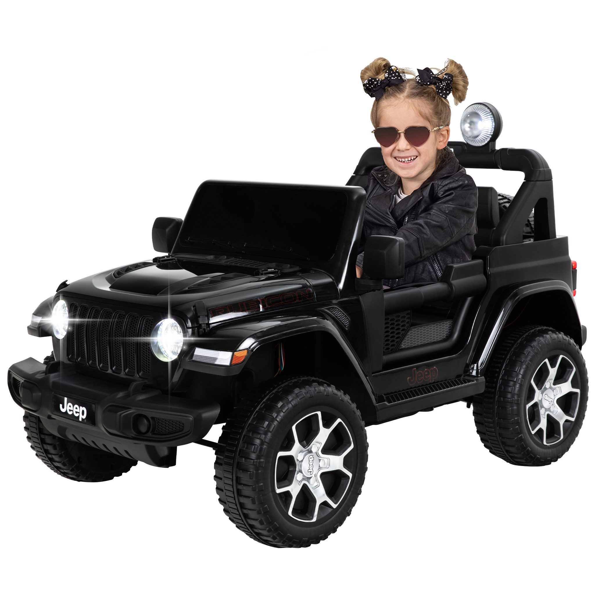 Actionbikes Motors Elektro-Kinderauto Jeep Wrangler Rubicon - Wrangler, Belastbarkeit 35 kg, (5-tlg), mit Fernbedienung - USB - Soft Start - Bremsautomatik - AUX