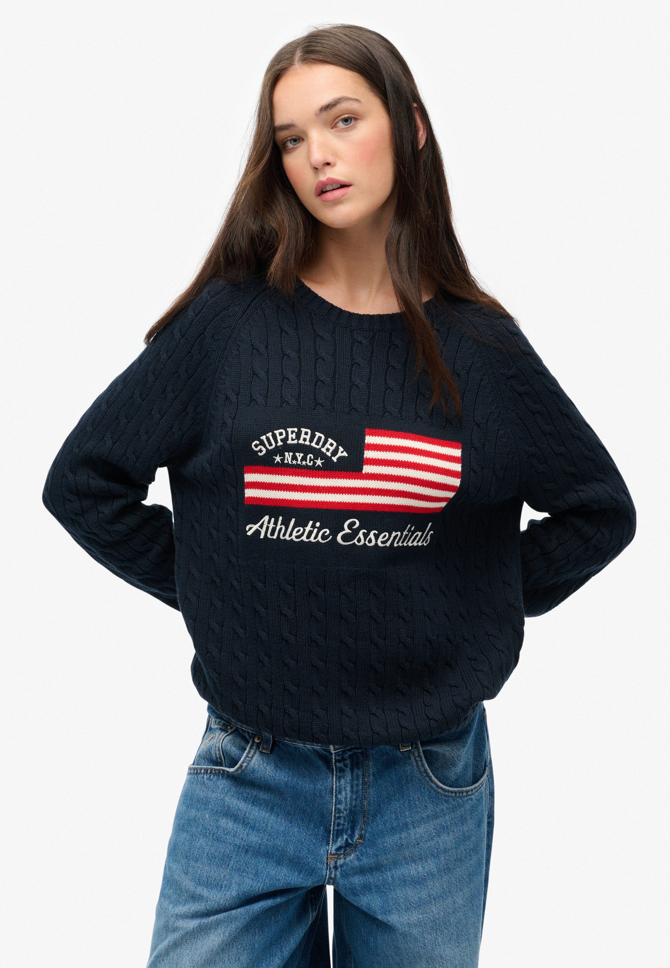 Superdry Strickpullover SLOUCHY CABLE FLAG KNIT günstig online kaufen
