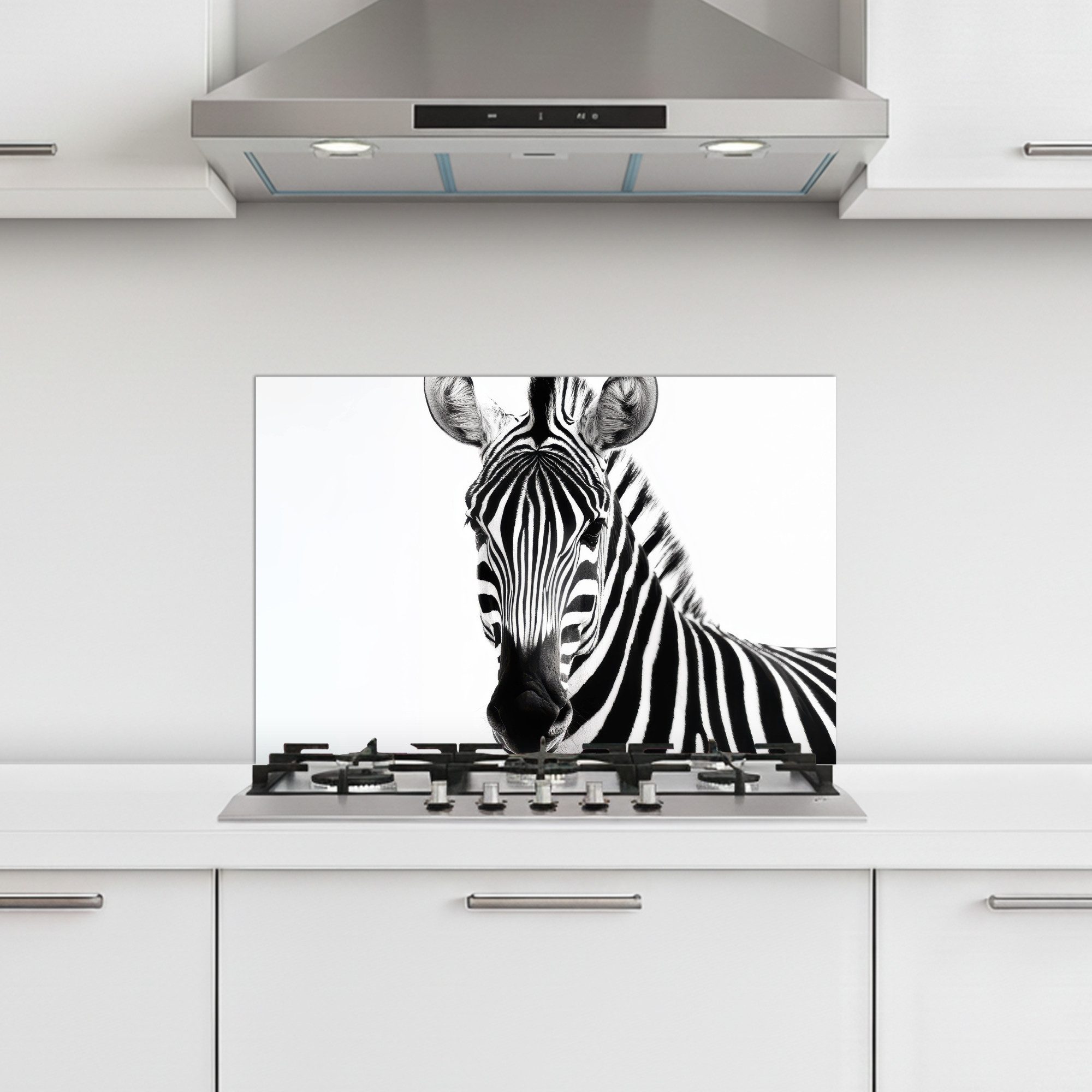 KitchenYeah Küchenrückwand selbstklebend Zebra - Nahaufnahme - Schwarz - Streifen, (1-tlg), Küchenrückwand, Küchen Zubehör, 60x40 cm