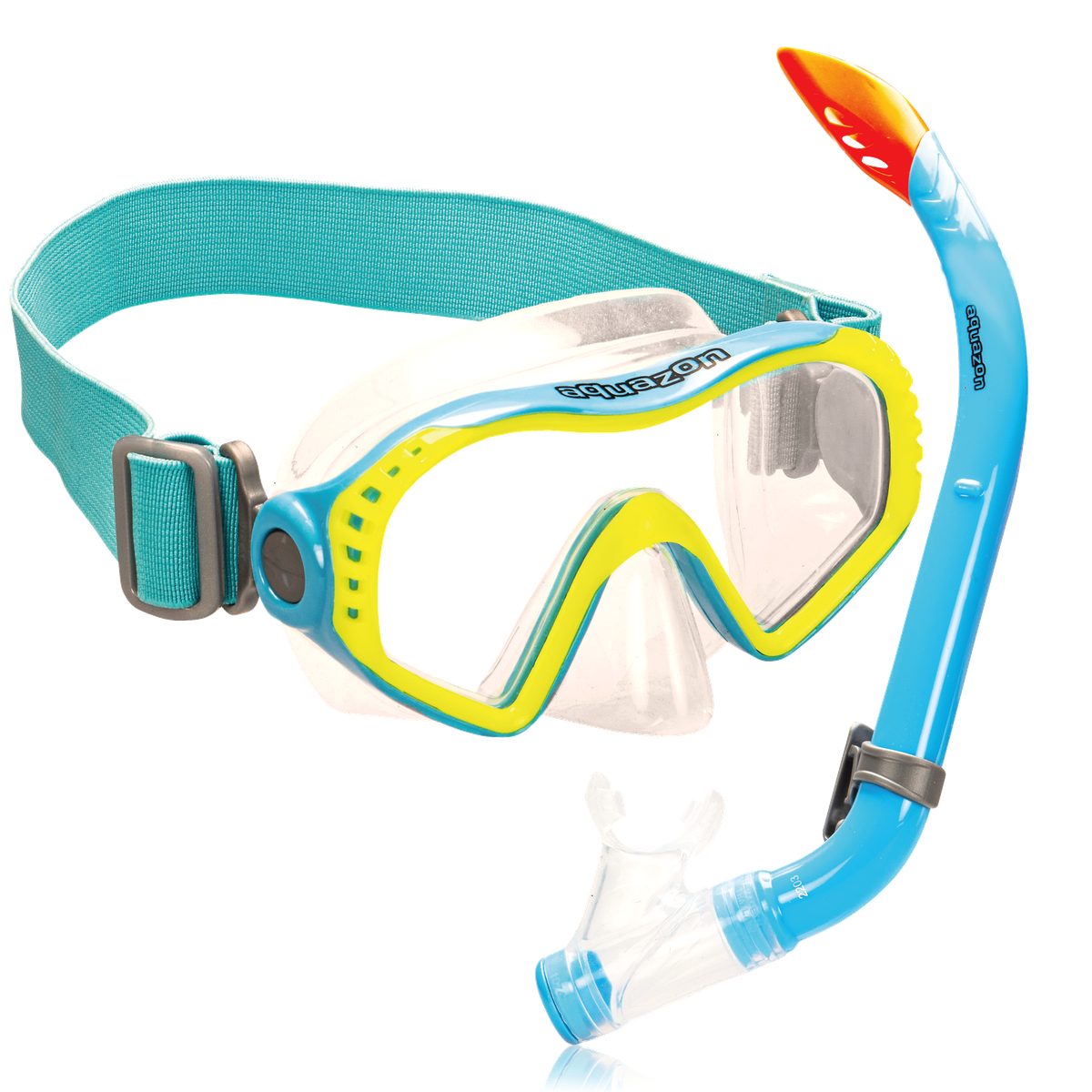 Kinder Schnorchelset, Taucherbrille STARFISH von AQUAZON 7-12 blue mit Jahren Schnorchel,