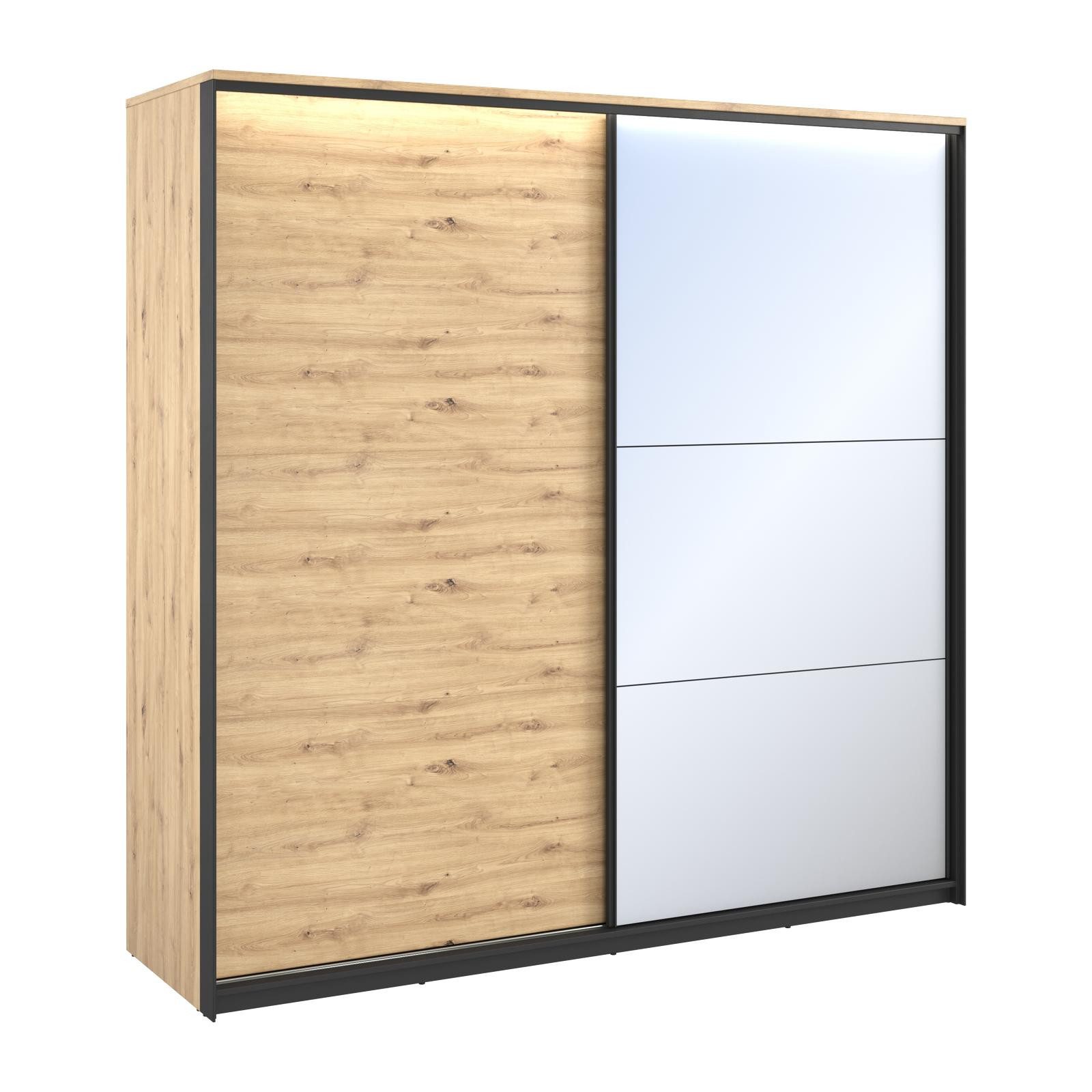 HAUSELEMENT Schiebetürenschrank QUANT QS-01 Kleiderschrank 220 x 221 cm Schrank 2 Schiebetüren Loft