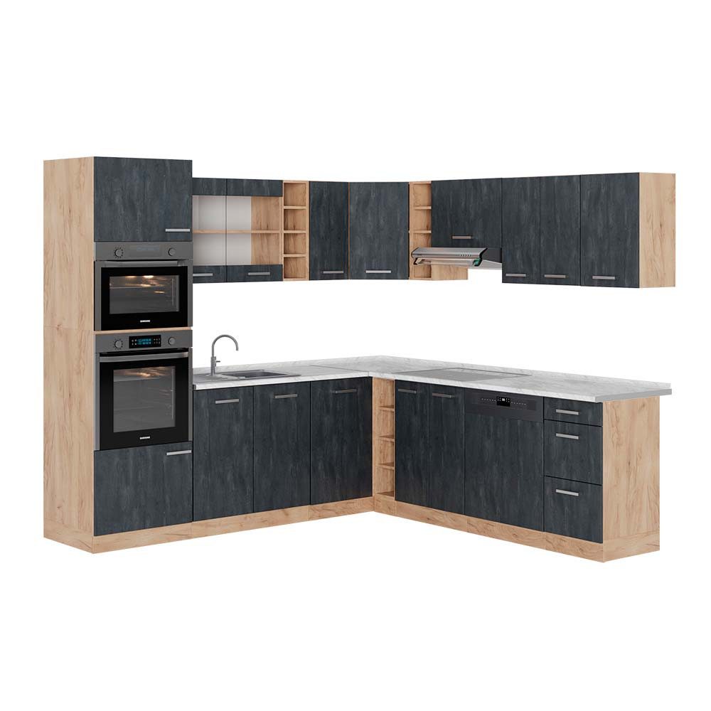 Vicco Winkelküche R-Line, Artisan Eiche/Weiß, 227 günstig online kaufen