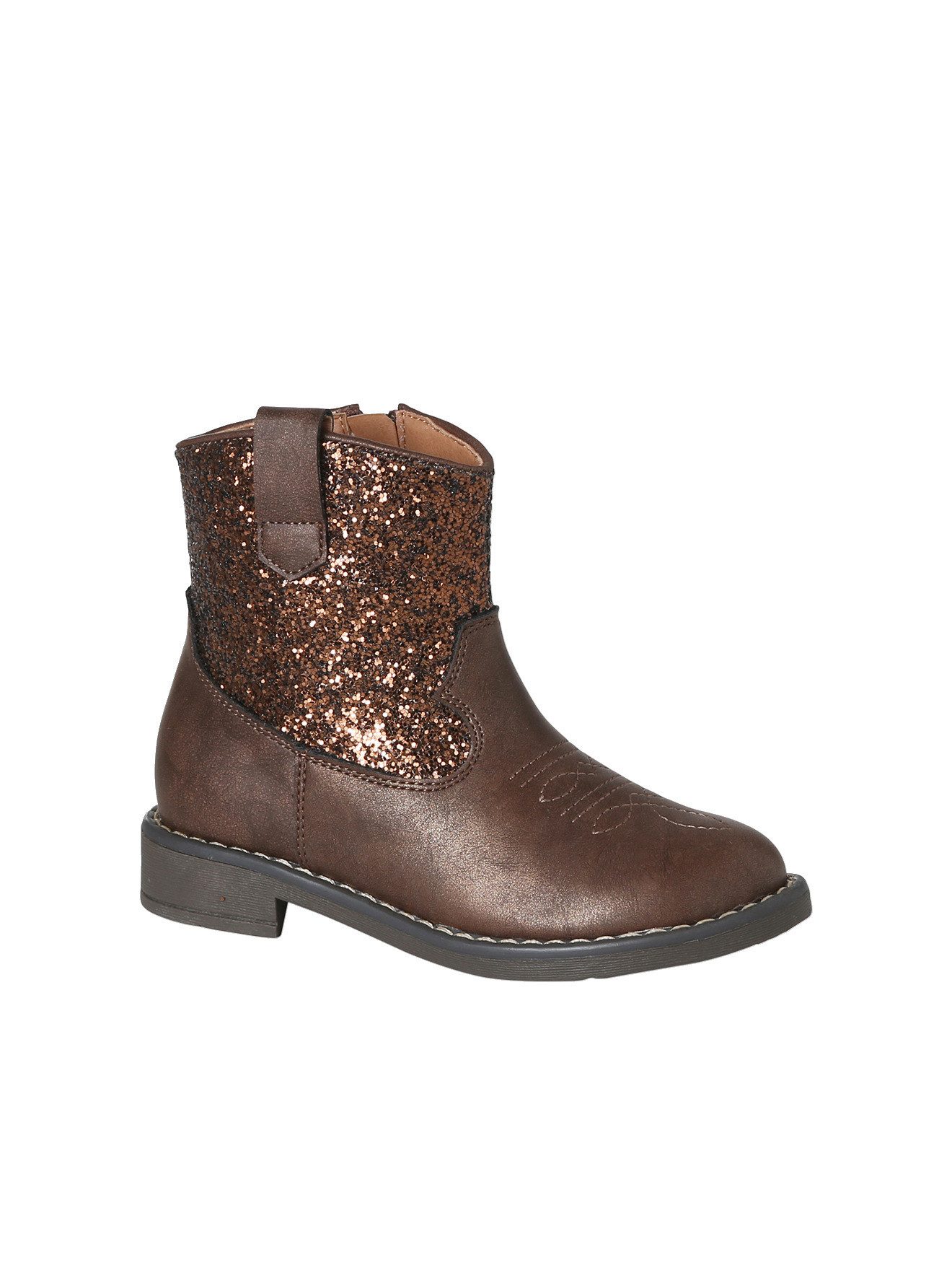 vertbaudet Boots mit Glitzer-Schaft und Ziernaht Mädchen Schnürboots – Bild 2 von 5