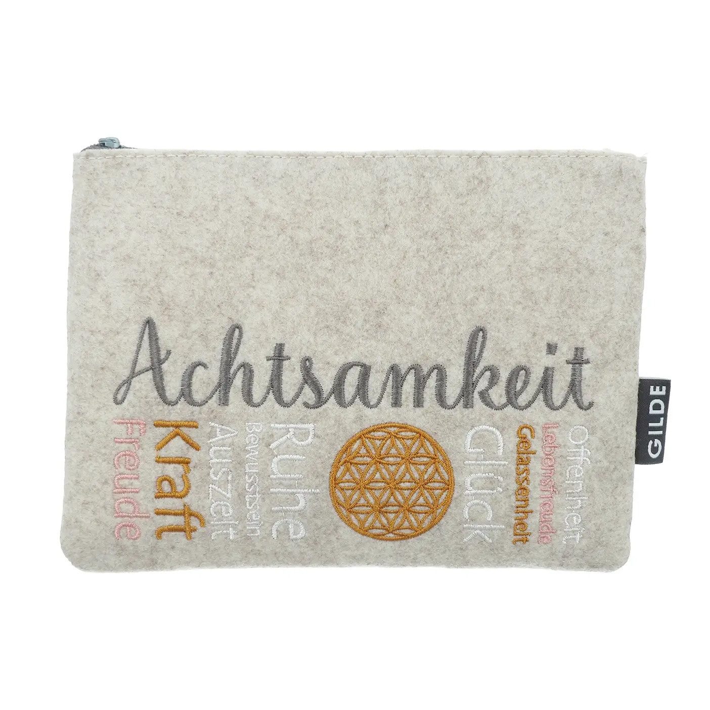 LK Trend & Style Aufbewahrungstasche Täschchen AchtsamZeit, inspirierende Worte wie „Achtsamkeit“ und „Lebensfreude“