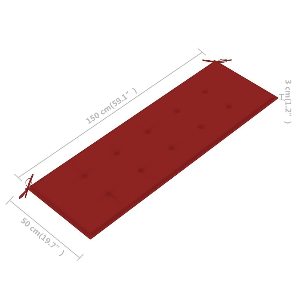 Teak Rot mit 150 vidaXL Batavia-Gartenbank | Auflage (1-St) Gartenbank cm Rot Massivholz Roter