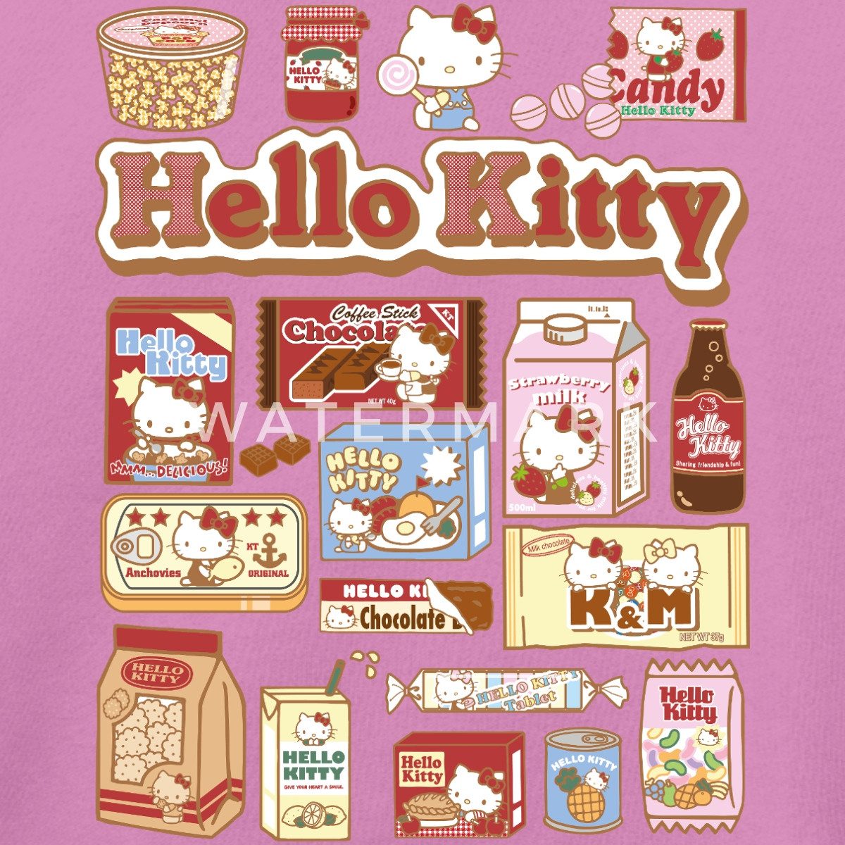 Spreadshirt Hoodie Hello Kitty Snack Collage Frauen Boxy Organic Hoodie (1- günstig online kaufen