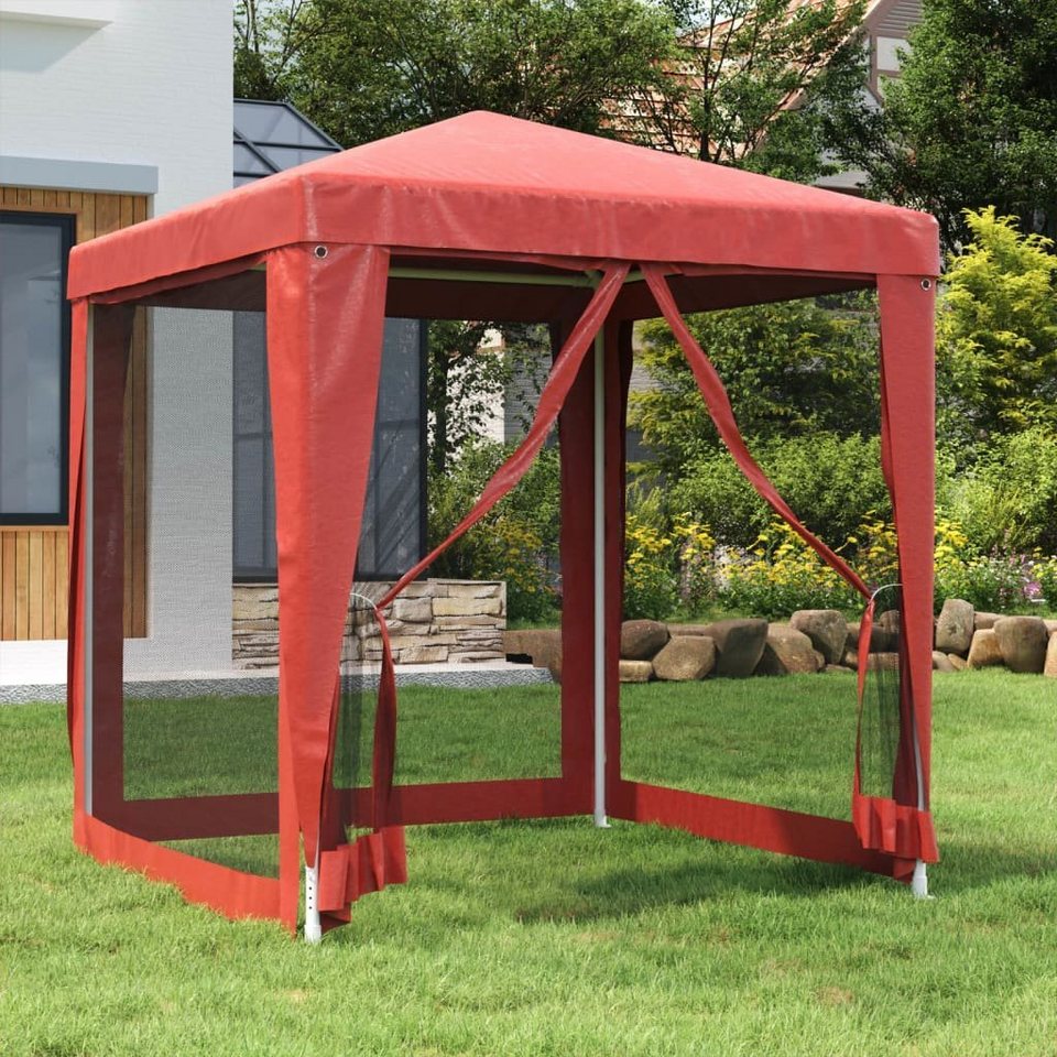 vidaXL Partyzelt »Partyzelt mit 4 Mesh-Seitenwänden Rot 2×2 m HDPE«