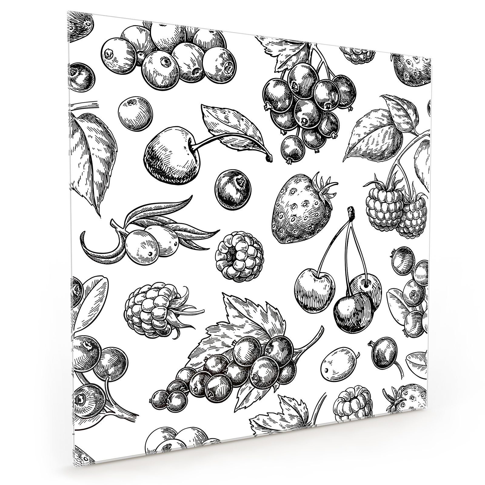 Primedeco Küchenrückwand mit Küchenrückwand Glas Beeren Spritzschutz Illustration Motiv