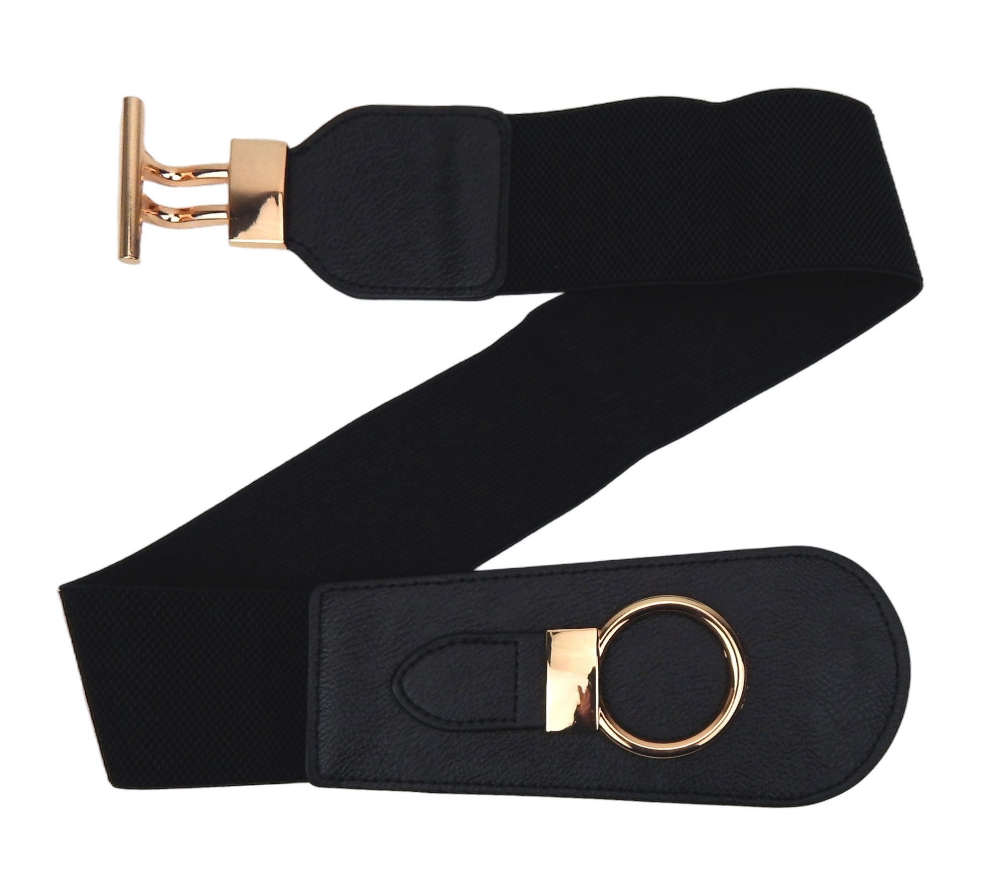 Ella Jonte Stretchgürtel schwarz gold Taillengürtel 75 - 90 cm elastisch