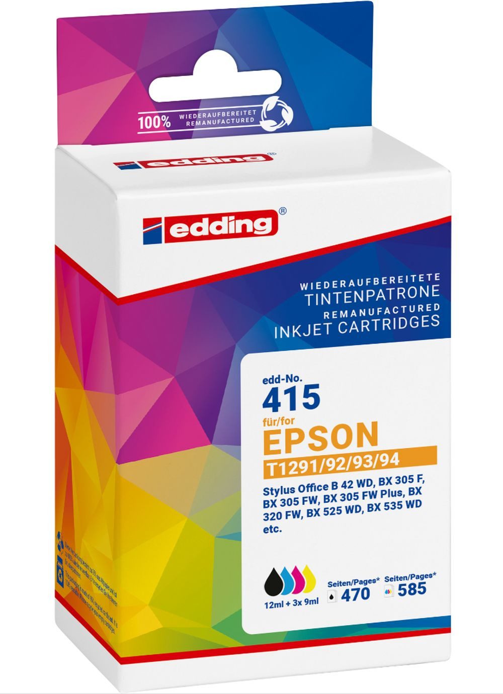 edding Tintenpatrone ersetzt Epson T1291/1292/T1293/T1294 black + colour Mult Nachfülltinte (x)