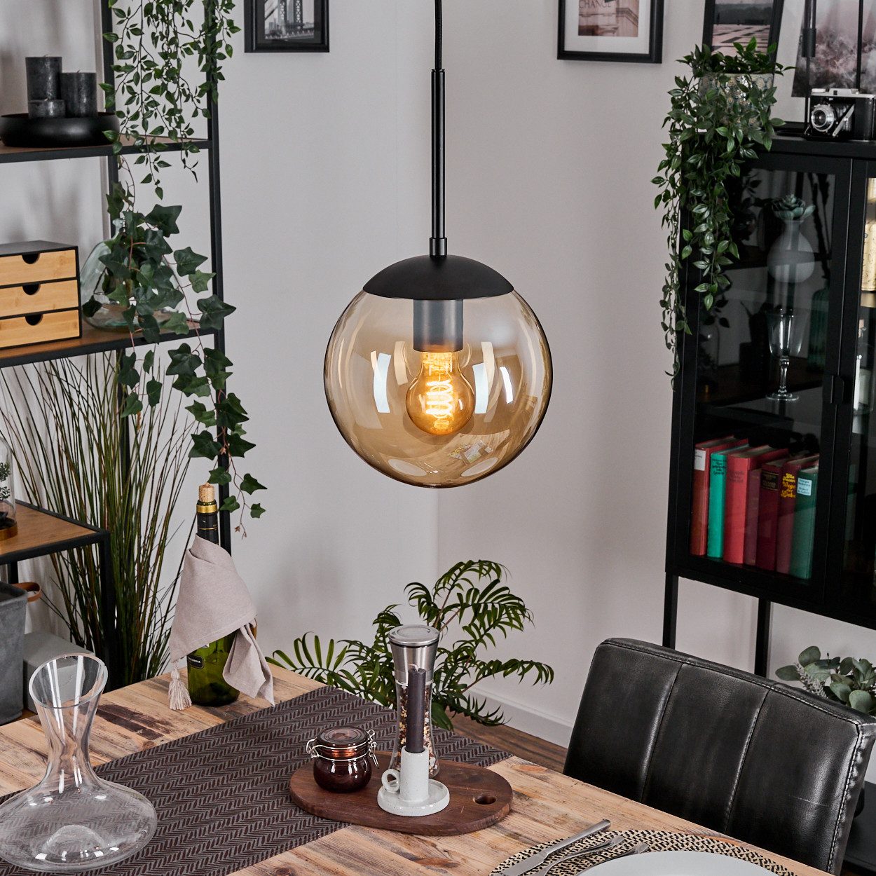 hofstein Hängeleuchte Hängelampe aus Metall/Glas in günstig online kaufen