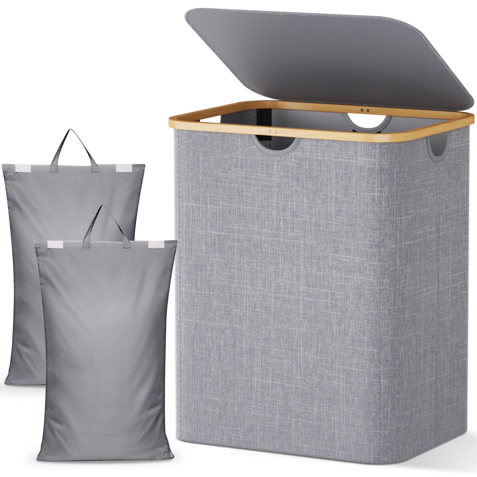 Lifewit Wäschebox Wäschekorb mit Deckel, Wäschebox Groß,Wäschesortierer, Wäschetonn