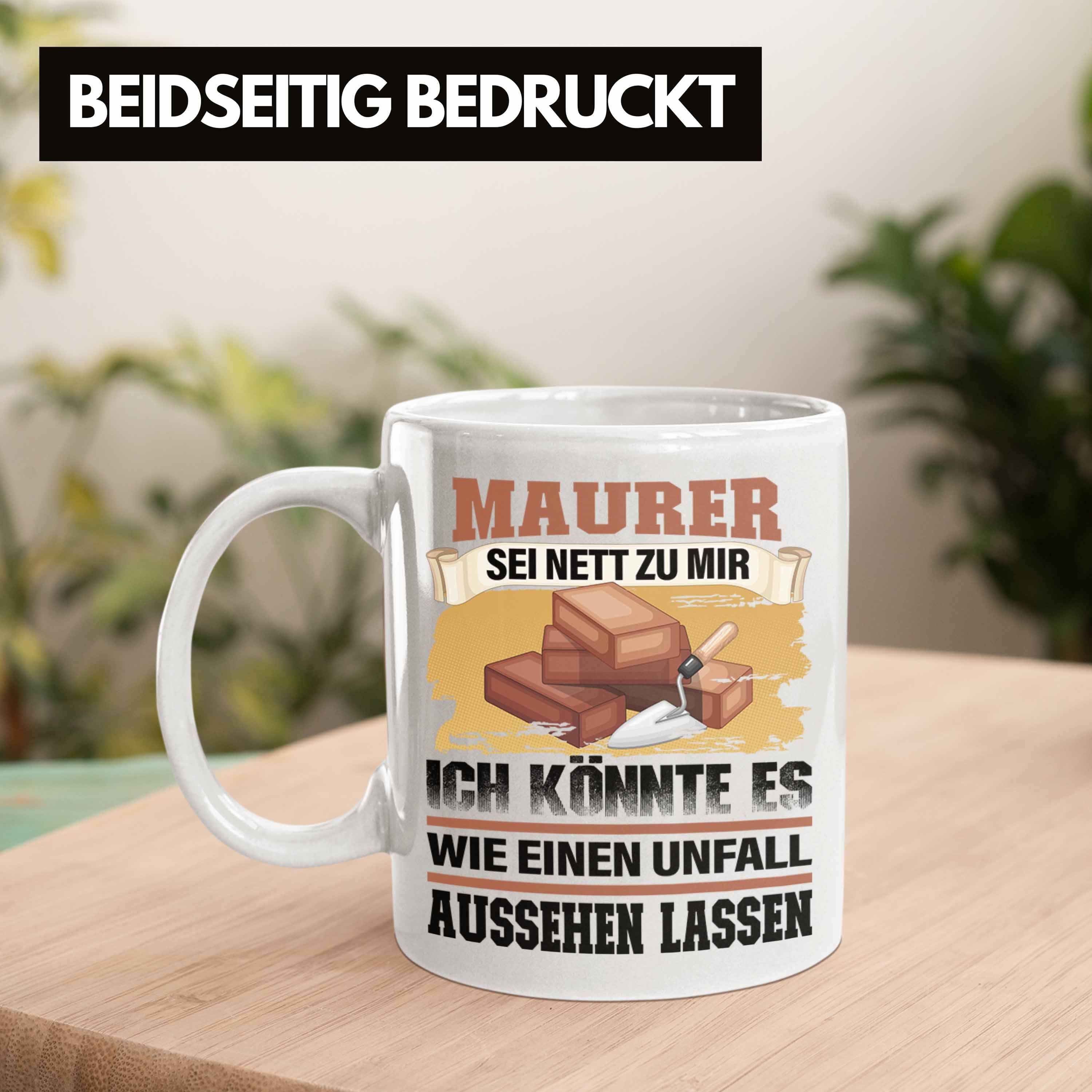 Weiss Tasse Lustiger Geschenk - Maurer Trendation Maurer-Meister Spruch Gesc Trendation Tasse