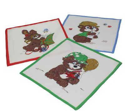 Betz Taschentuch 12 Stück Kinder Stoff Taschentücher Kindertaschentücher Set Größe 26x26 cm 100% Baumwolle Tier Motive Design 8