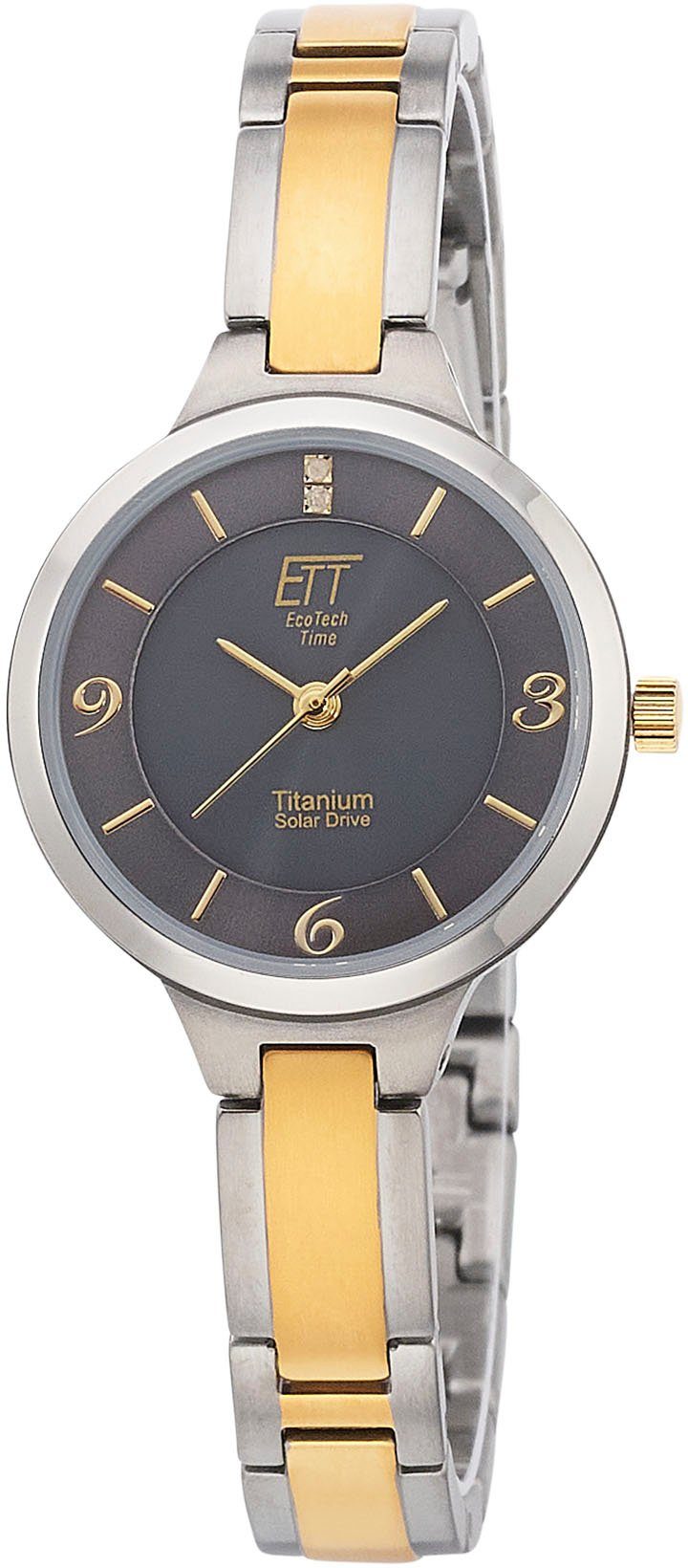 ETT Solaruhr Solar Drive, ELT-12146-52M, (Set, 2-tlg., mit Bandkürzgerät), Armbanduhr, Damenuhr