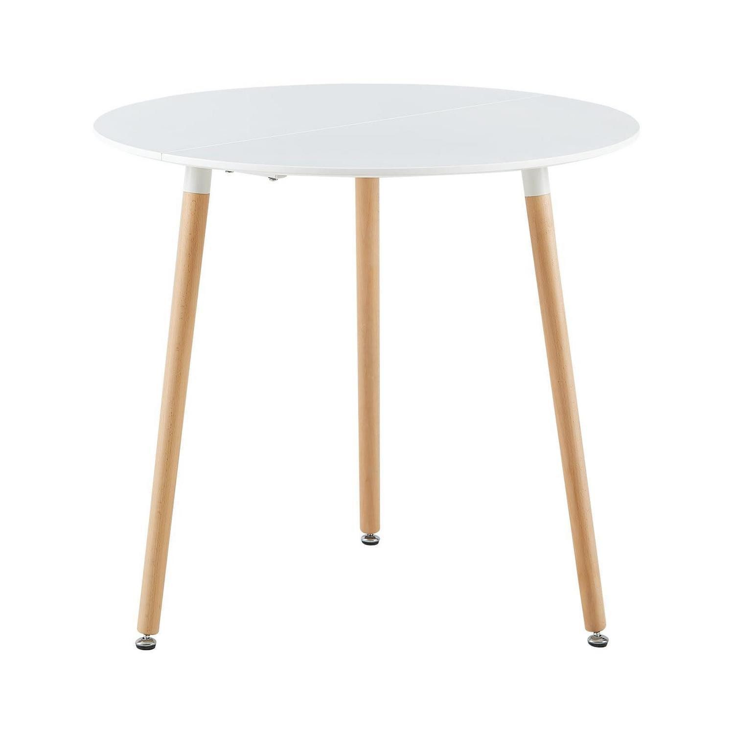 LuxusKollektion Esstisch Esstisch rund Holz Naturbuche 3 Beine 80 x 80 cm Weiß-3 Beinen (1-St)