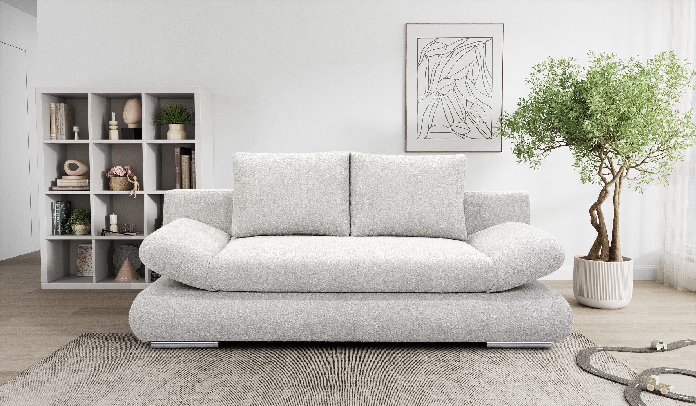 Hygger Möbelhaus Schlafsofa NEXT Schlafsofa mit Bettfunktion, Bettkasten & Federkern, 145 × 202 cm Liegefläche für den täglichen Schlaf, verstellbare Armlehnen, großer Bettkasten, pflegeleichter Bezug