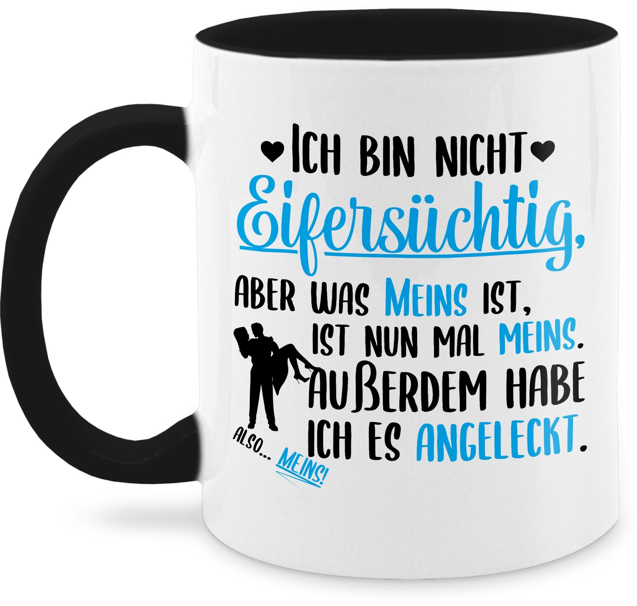 bin Keramik, Valentinstag Eifersüchtig Ich - ist Schwarz Shirtracer 1 nicht meins, Geschenk Tasse ist meins