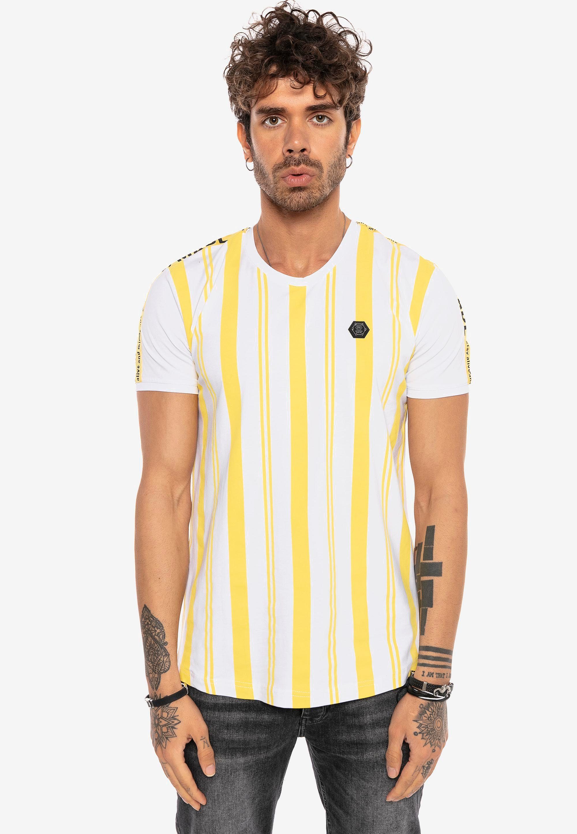 RedBridge T-Shirt Baltimore mit Summer Stripes gelb-weiß
