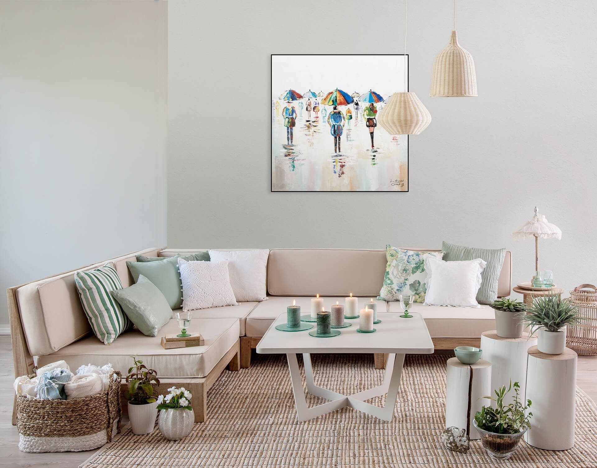 KUNSTLOFT Süße cm, 80x80 100% Gemälde Regengüsse Wandbild Leinwandbild HANDGEMALT Wohnzimmer