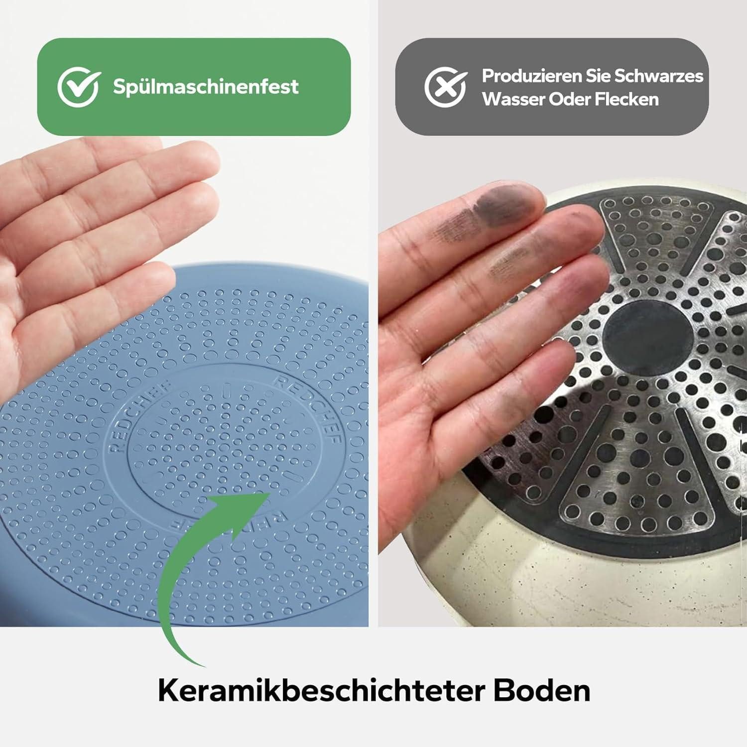 LuxusKollektion Pfannen-Set Keramik Pfannenset Induktion Antihaft 20/24/28 cm Blau