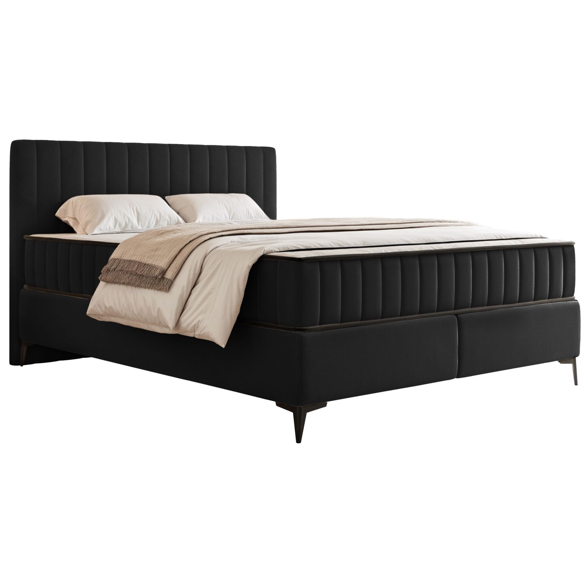 Selsey Boxbett MUFASSO, Bett mit Matratze & Bettkasten, 3 Größen, Velours, H2/H3, Kopfteil