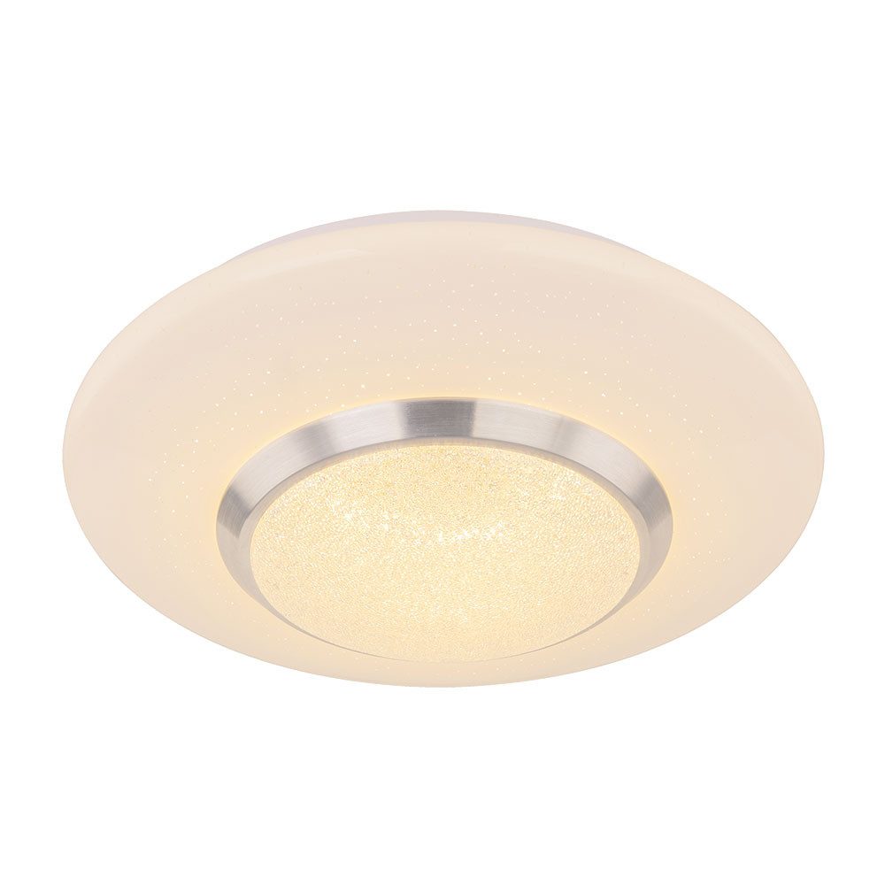 GLOBO LIGHTING LED Deckenleuchte, LED-Leuchtmittel fest verbaut, Warmweiß, LED Decken Lampe Leuchte Metall Nickel Matt Kristalle Sparkle Wohn