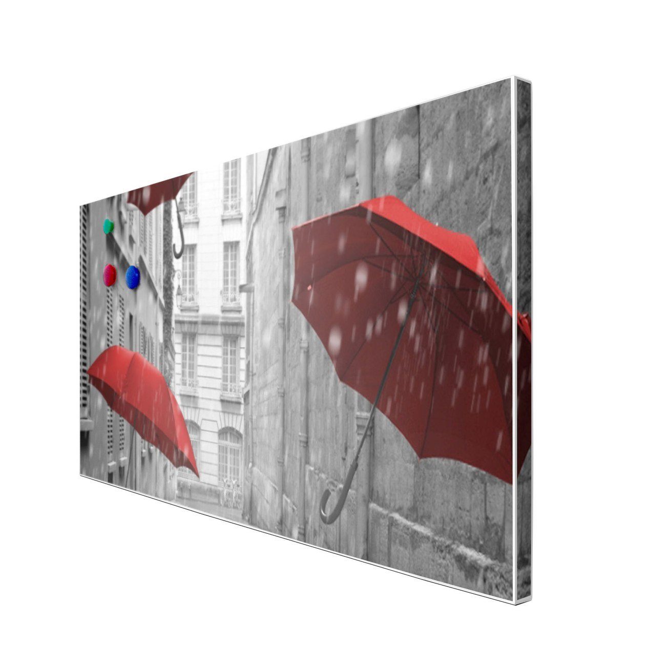 banjado Wandtafel (inkl. Stahl Schirme, Stahlmagnettafel) Magnete, 4 Rote weiß