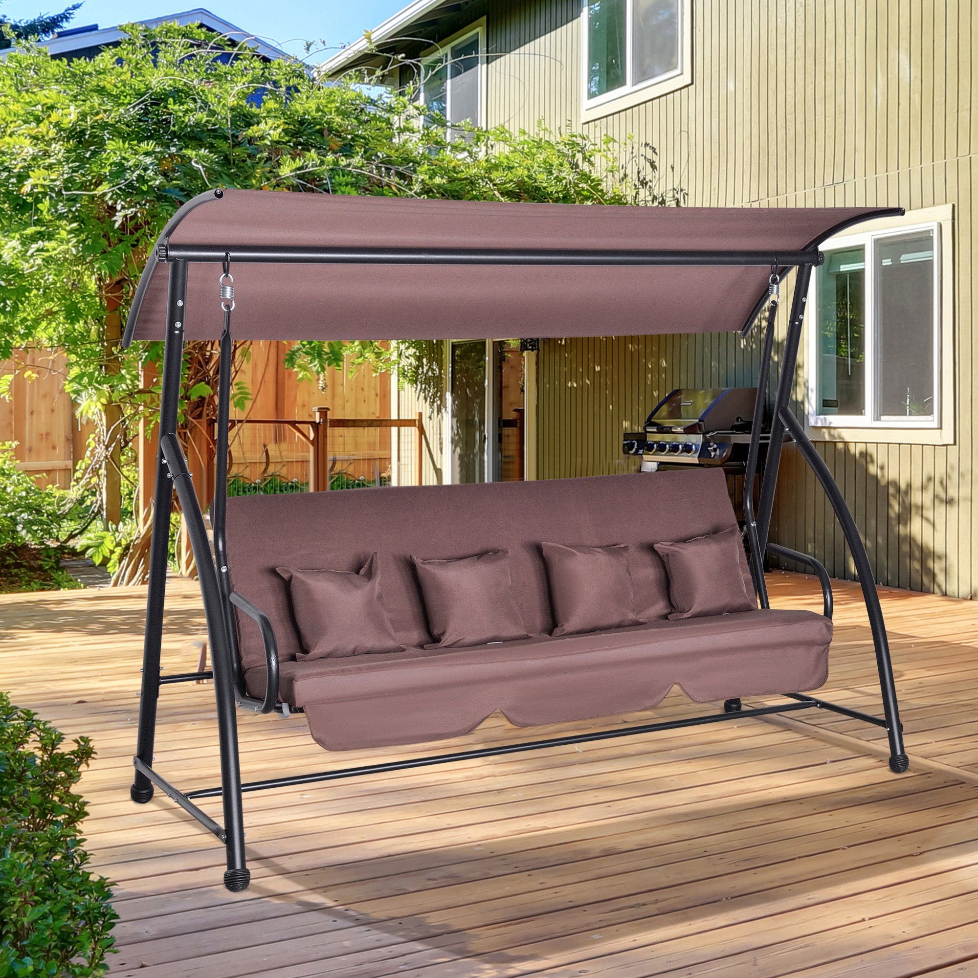 Outsunny Hollywoodschaukel Gartenliege mit verstellbarem Dach, günstig online kaufen