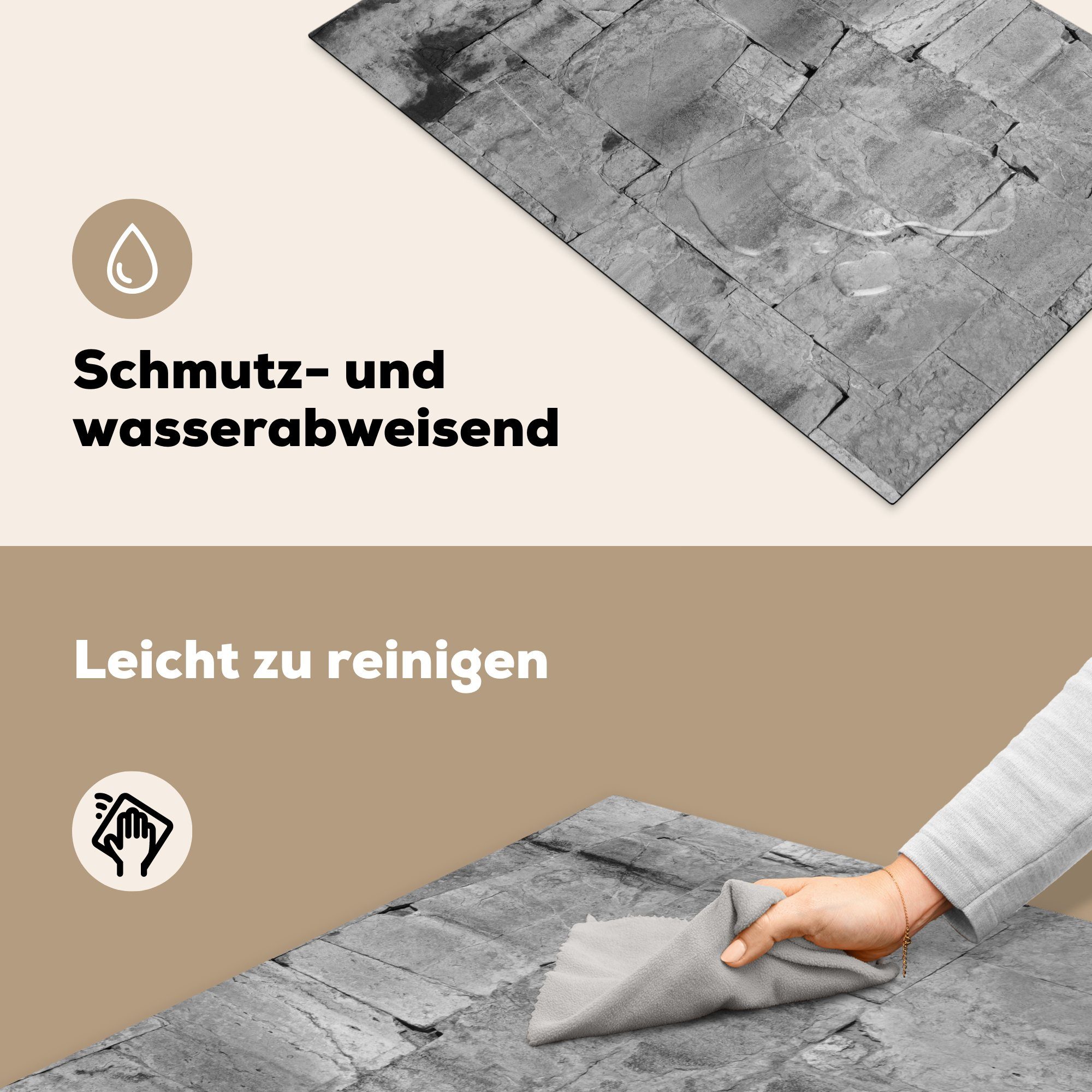 - MuchoWow - Ceranfeldabdeckung Schutz (1 Kratzer Vinyl, - Schwarz Steine Herdblende-/Abdeckplatte die Weiß, cm, Induktionskochfeld küche, für 81x52 tlg), - Wand