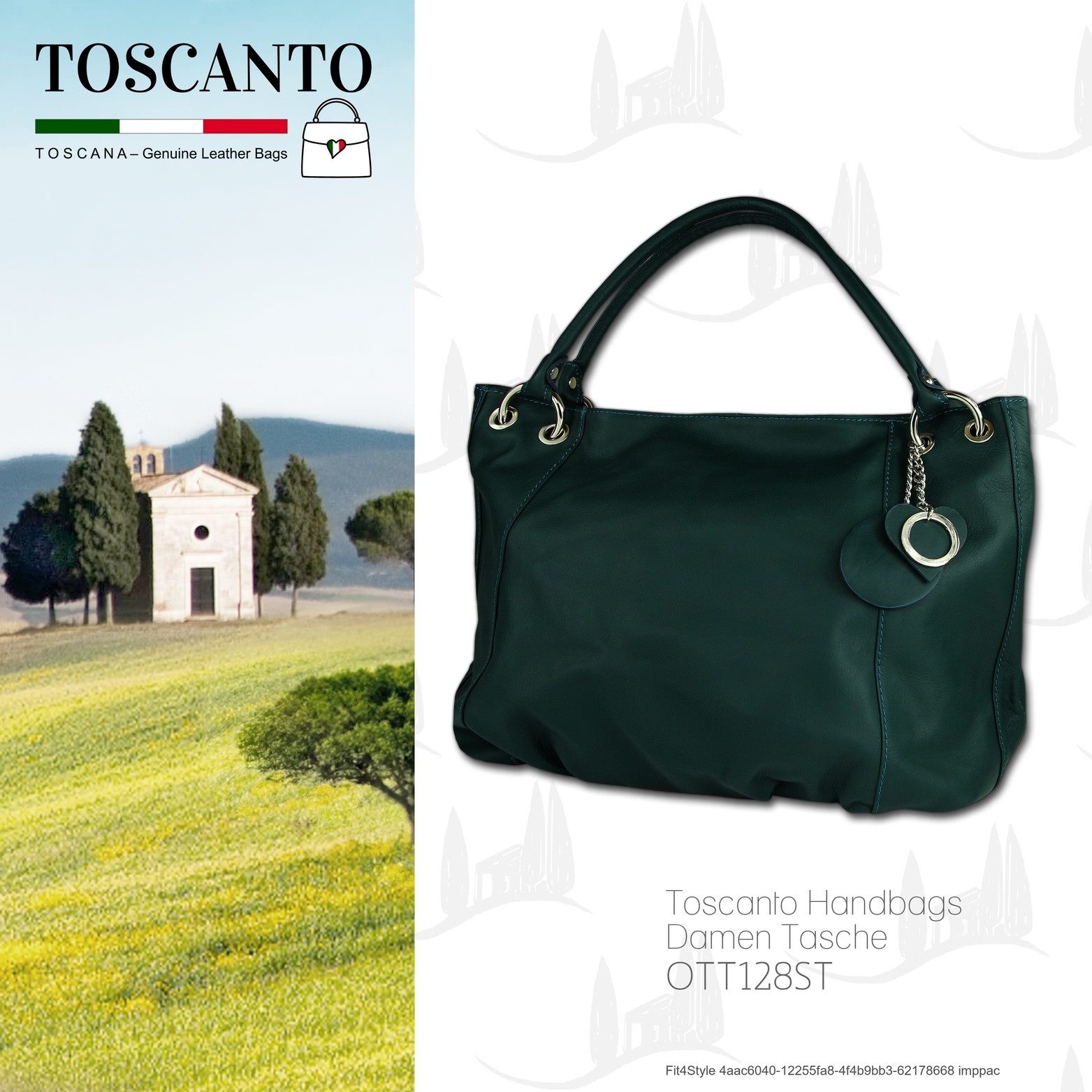 Toscanto Schultertasche Toscanto Damen Schultertasche (Schultertasche), Damen Leder Schultertasche, Henkeltasche, türkis ca. 42cm