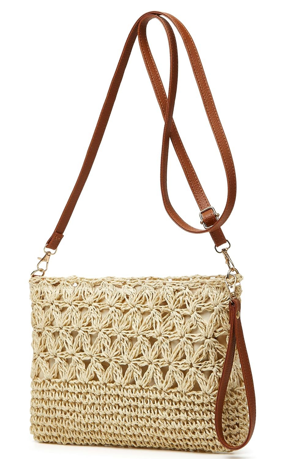 Zaewry Strandtasche Damen Strohtasche, Rattan-Geldbörse, Umhängetasche Tasche, Handtasche, Schultertasche