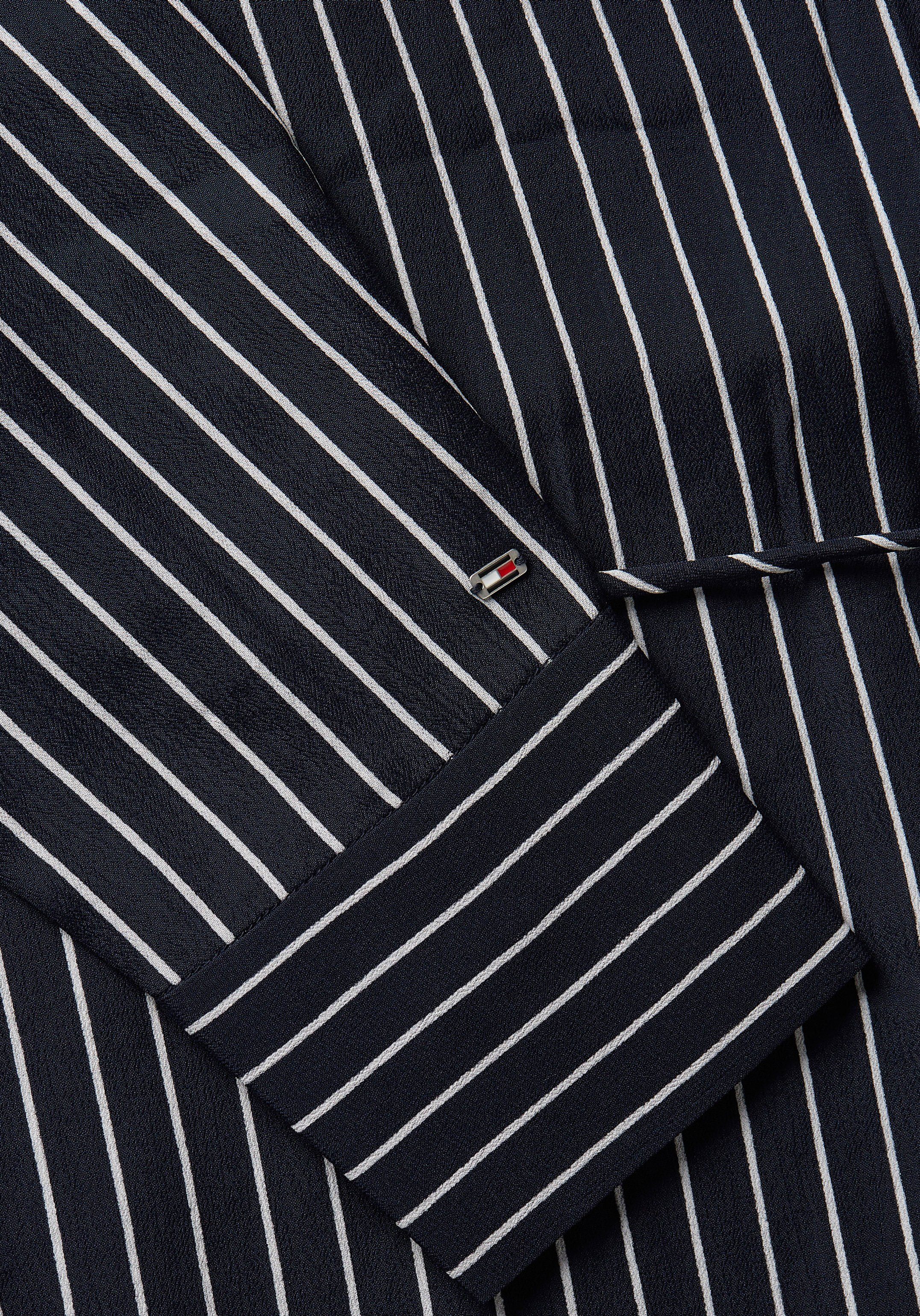 Tommy Hilfiger Blusenkleid FLUID Blue_Stripe CREPE DRESS mit Logopatch KNEE VISCOSE