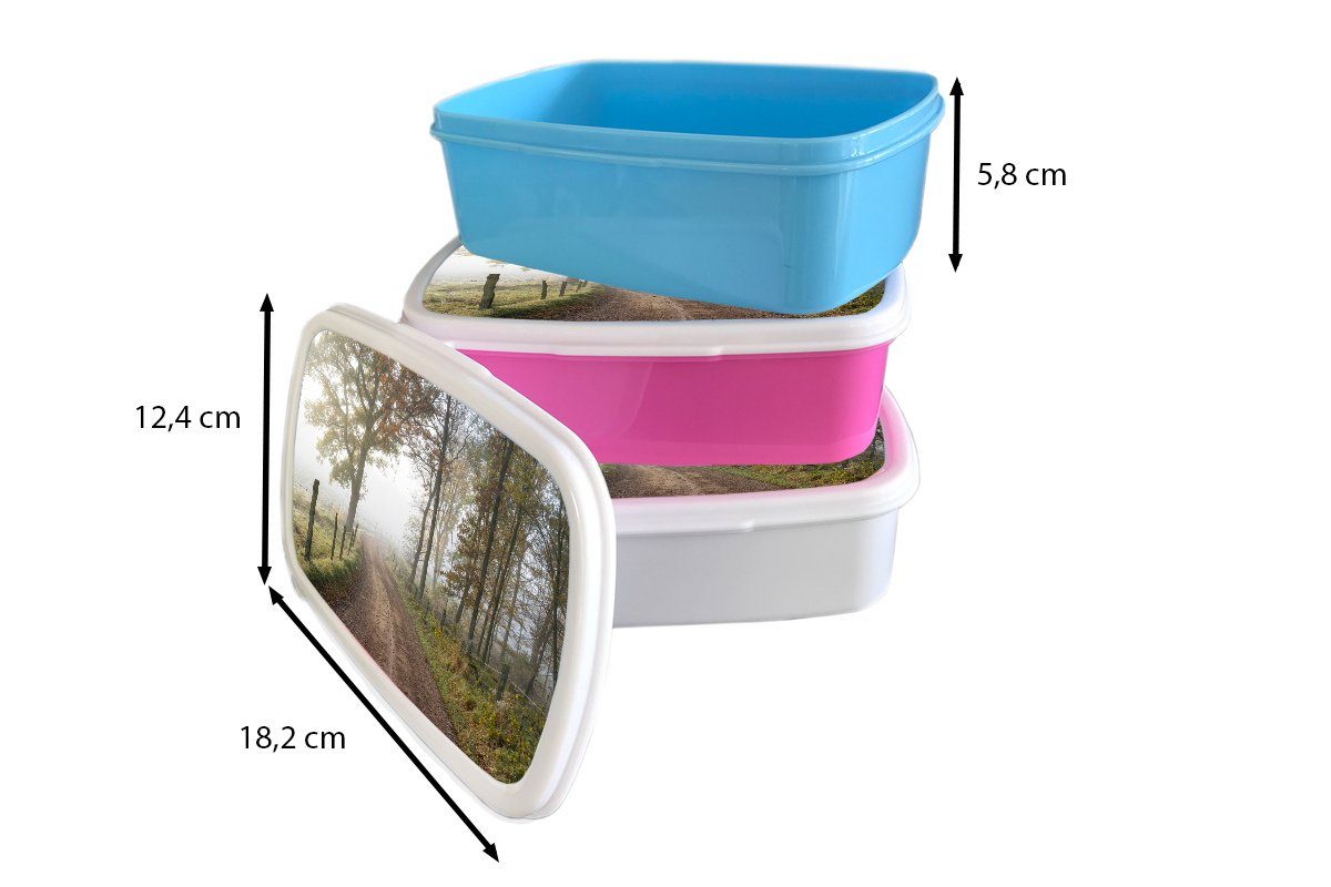 flachen der Kunststoff, Pfad Mädchen Nationalparks Jungs Schweden, weiß Landschaft Lunchbox für Söderåsen Kinder in in MuchoWow Brotbox und (2-tlg), des Brotdose, für Erwachsene, und