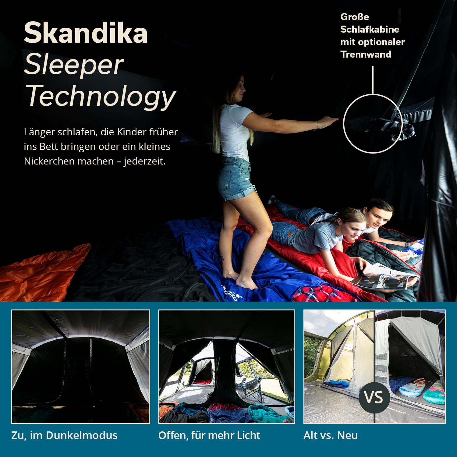 Skandika Tunnelzelt Campingzelt, Familienzelt, Nimbus 8 Sleeper, schwarzen günstig online kaufen