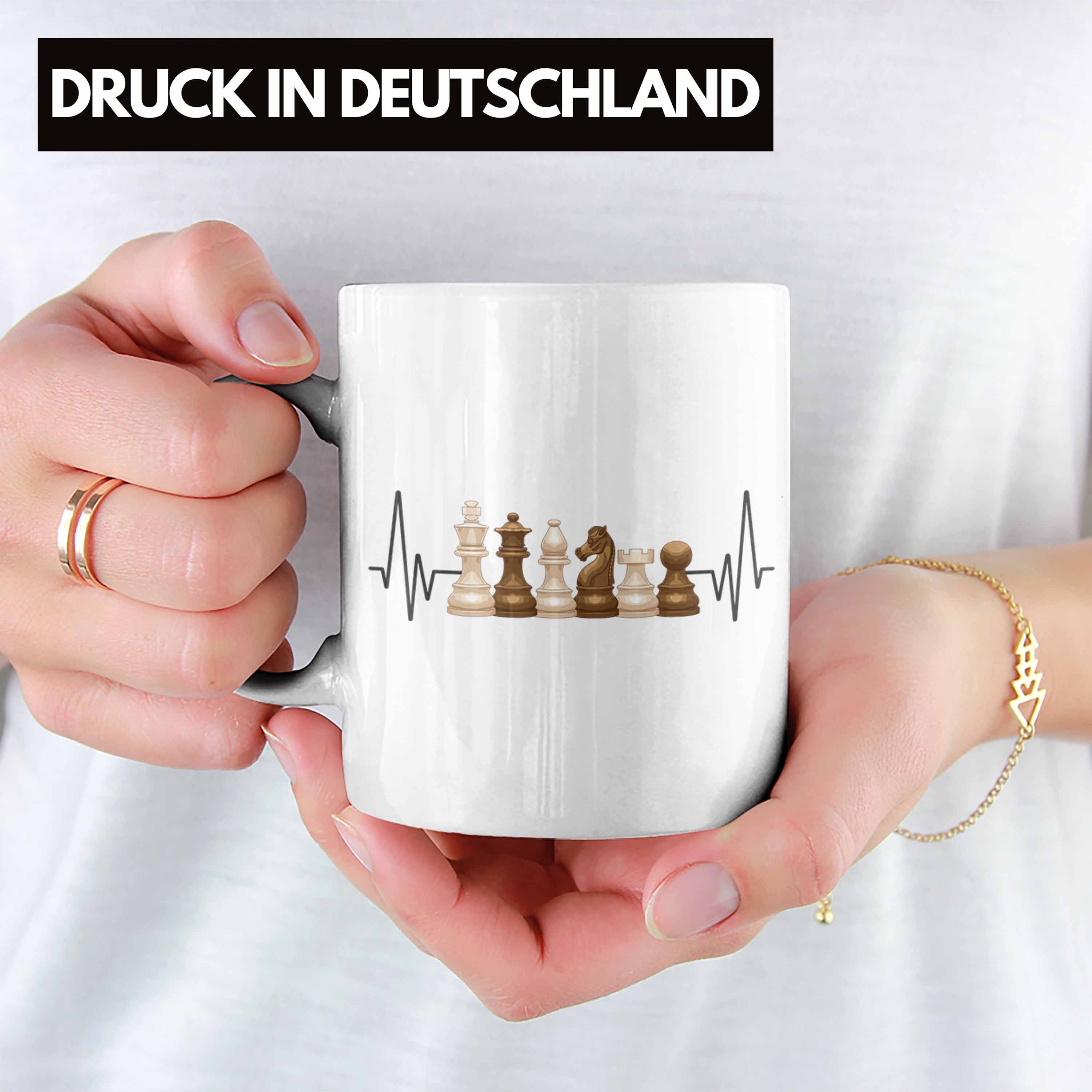 Schach Hobby Schachspieler Geschenk Trendation für Herzschlag Tasse Weiss - Tasse Trendation