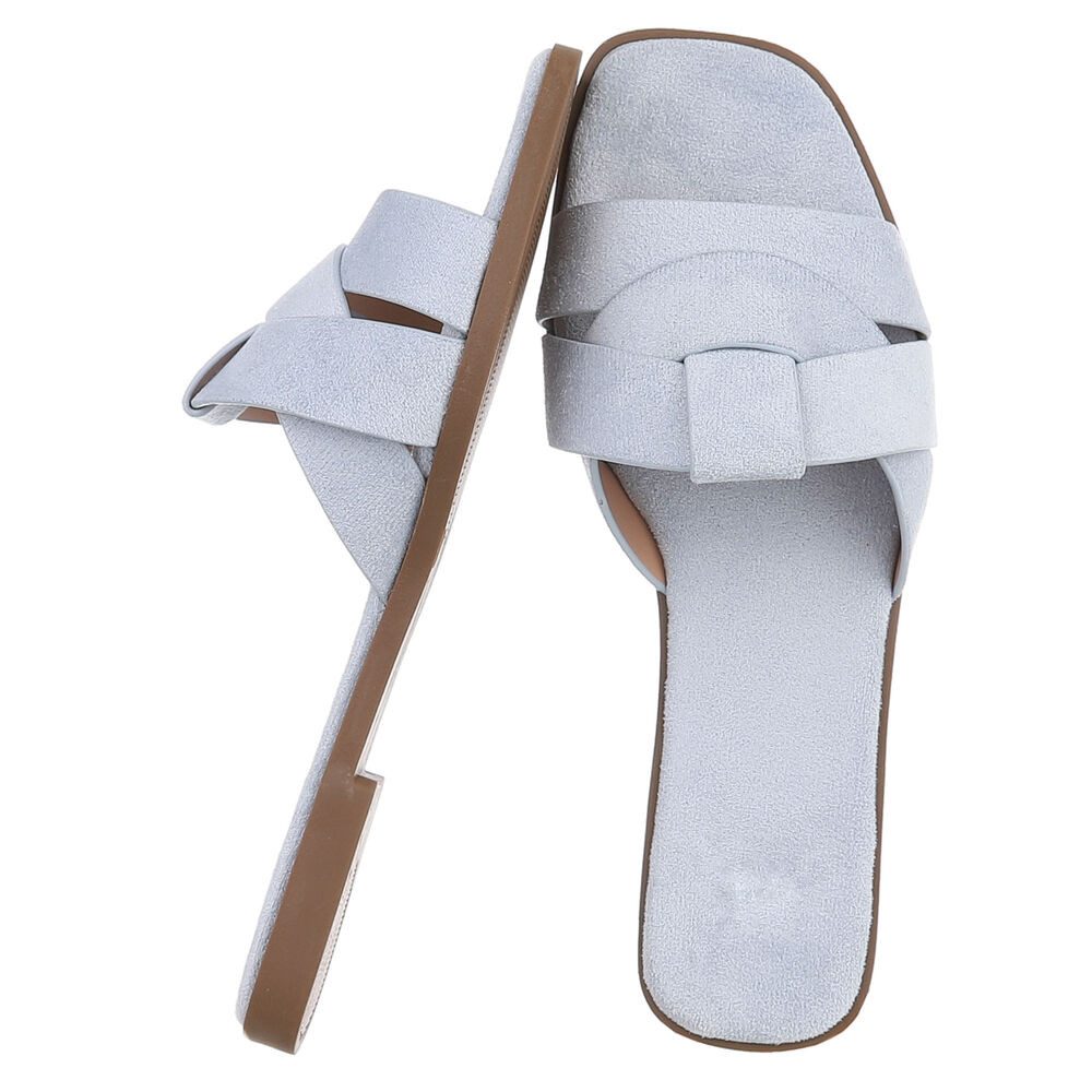 Ital-Design Moderne Damen Sandalen mit geflochtenem Design für Freizeit Pantolette (91117190) Blockabsatz Pantoletten in Hellblau