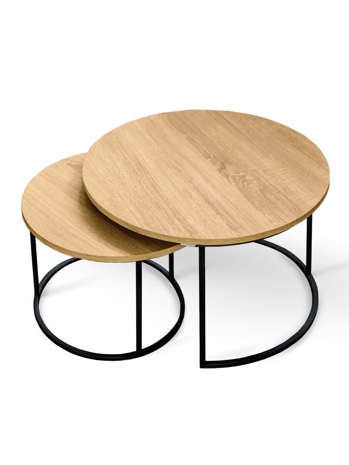 holz4home® Couchtisch Couchtisch 2er-Set MDF Sonoma Eiche I Runder Beistell günstig online kaufen