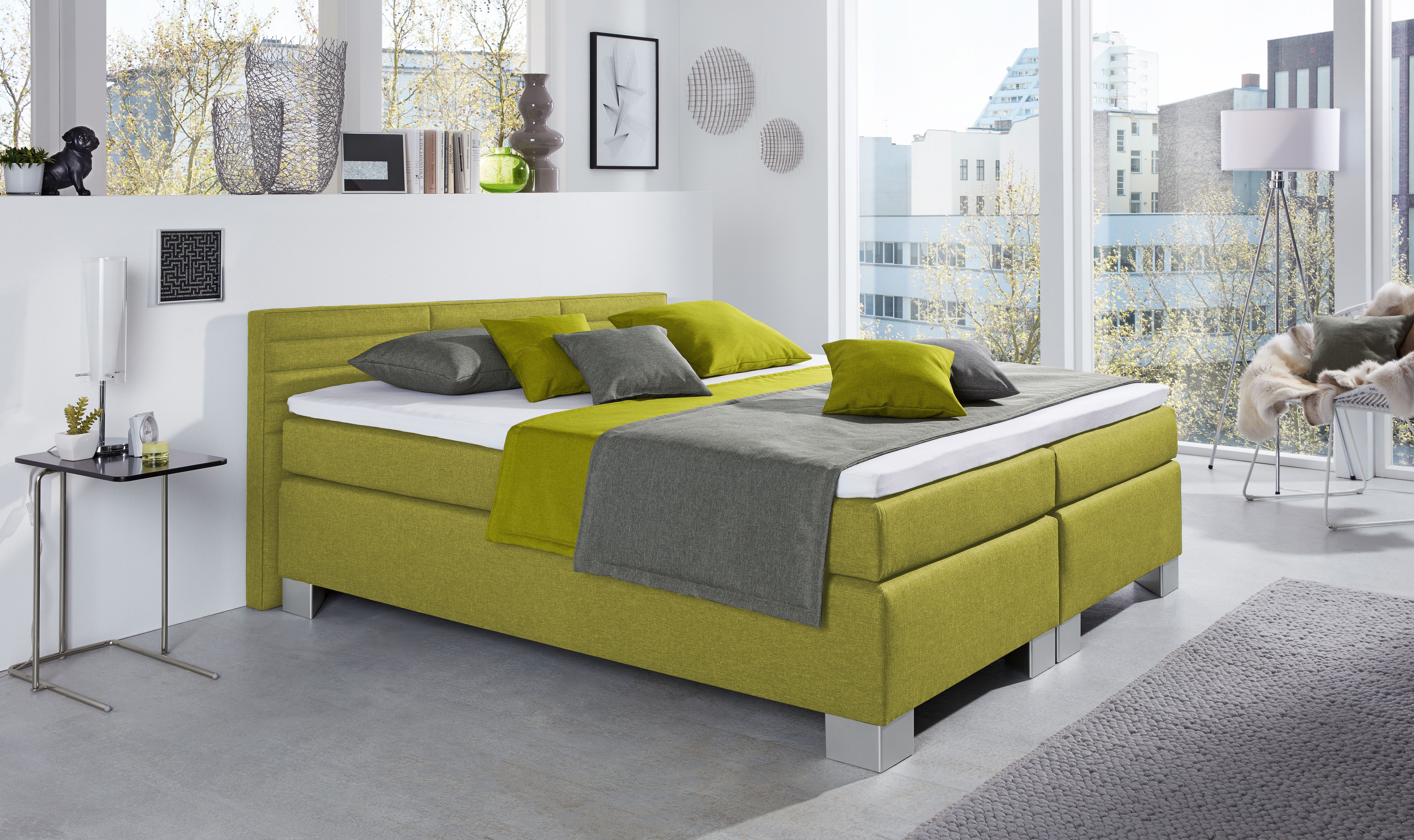 hapo Boxspringbett ATLANTA mit niedrigem Kopfteil (Topper separat erhältlich), erhältlich in verschiedenen Breiten, Farben & Matratzenarten