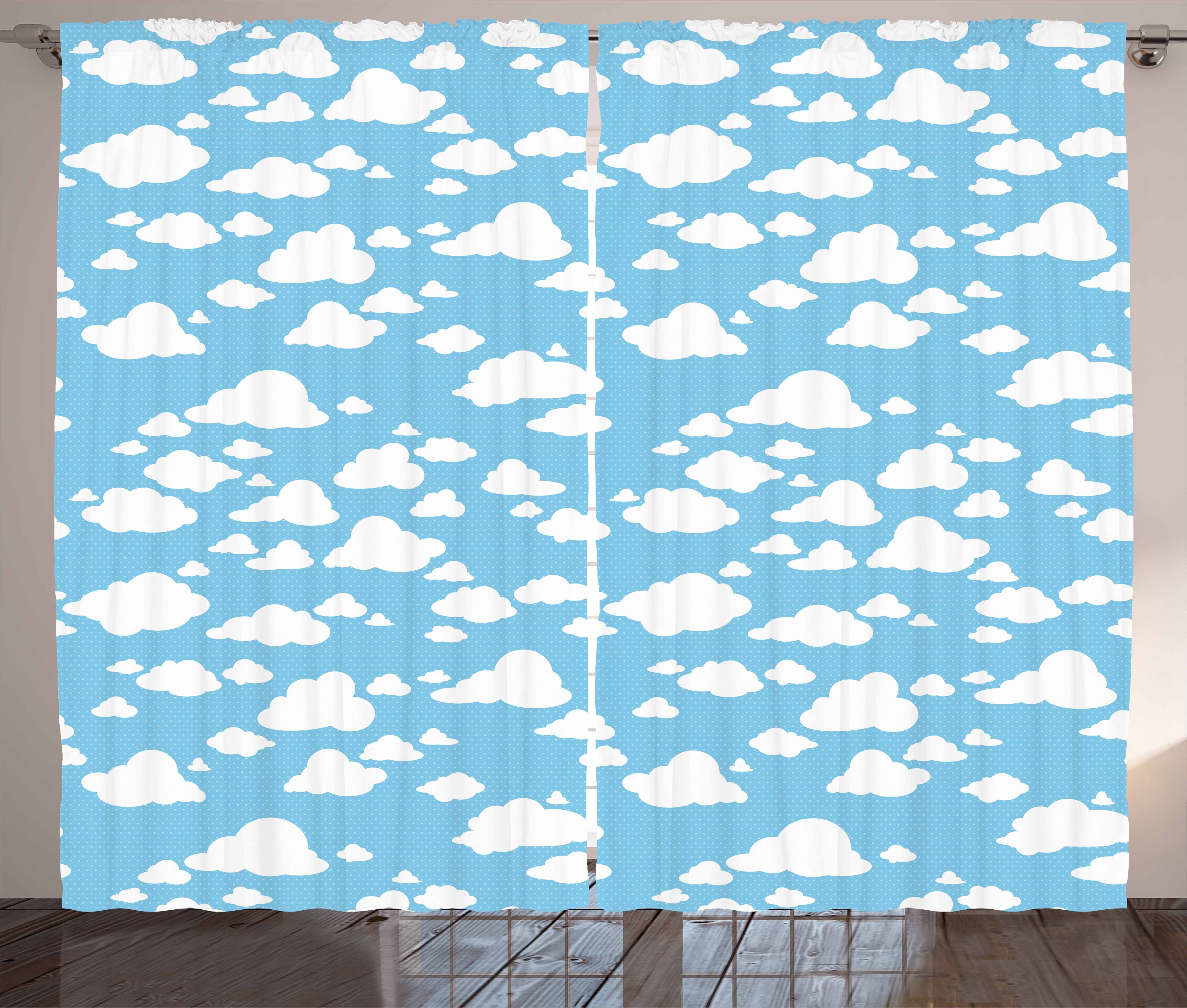 Gardine Schlafzimmer Kräuselband Vorhang mit Schlaufen Abakuhaus, und Sommer-Himmel-Muster Blau Klar Haken