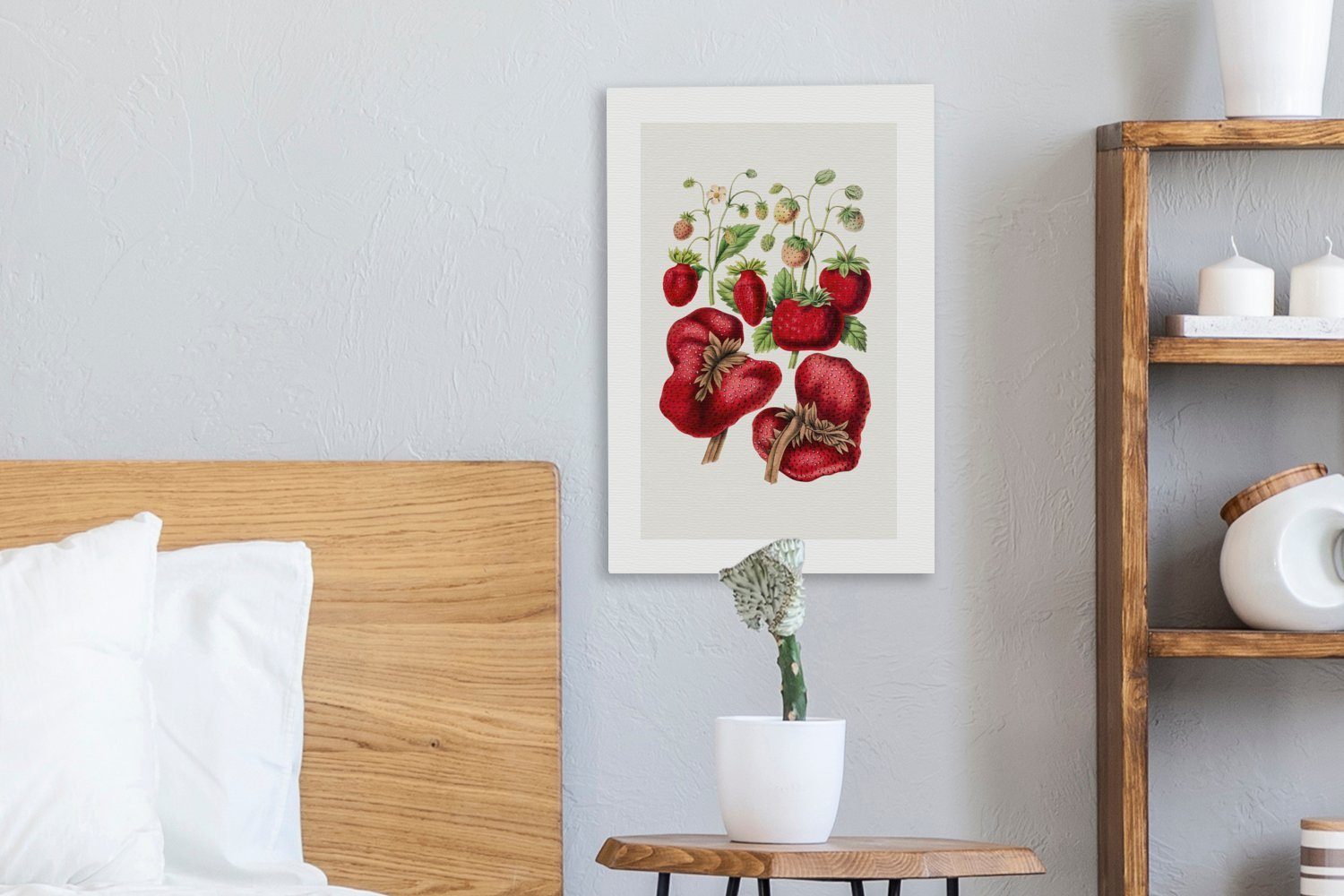 OneMillionCanvasses® Leinwandbild Lebensmittel Zackenaufhänger, cm - St), Leinwandbild bespannt 20x30 fertig Gemälde, (1 Obst, inkl. - Erdbeeren