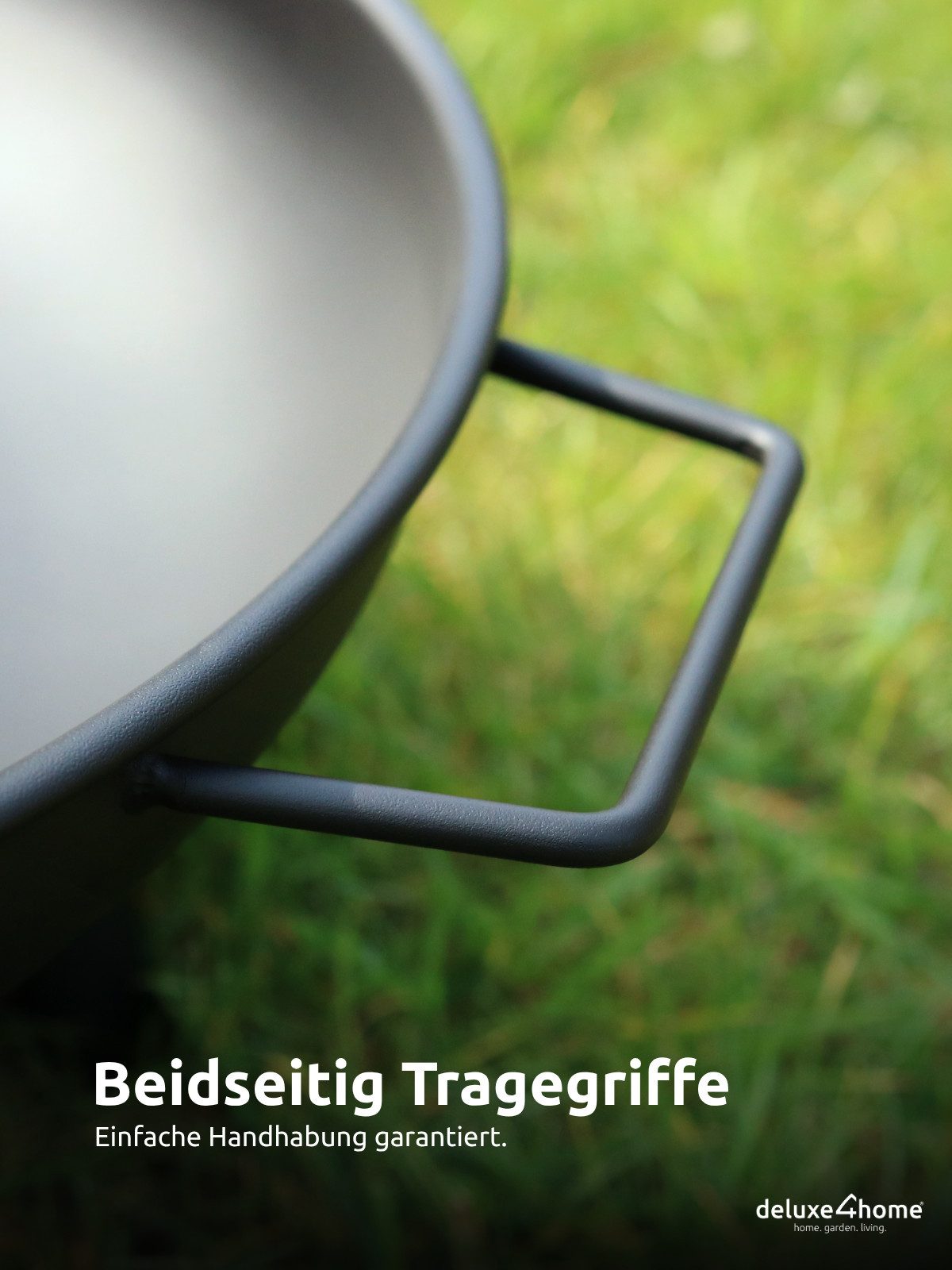 deluxe4home Metal Fire Bowl Ø58 cm – Fire Pit Fire Basket for Garden & Camping, Folded Edge