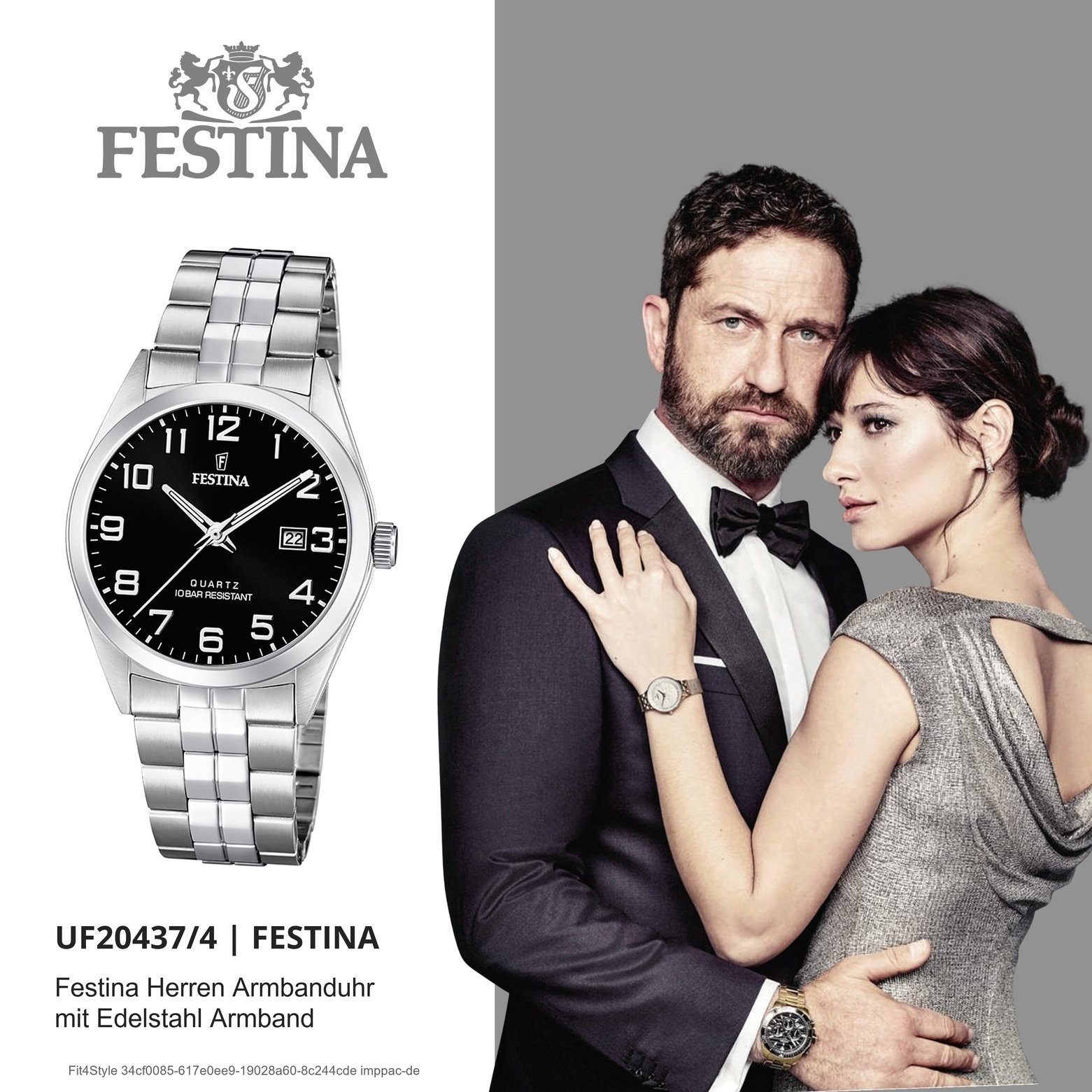 Uhr Festina Festina Edelstahl, silber Armbanduhr F20437/4 Edelstahlarmband Herren rund, Herren Quarzuhr