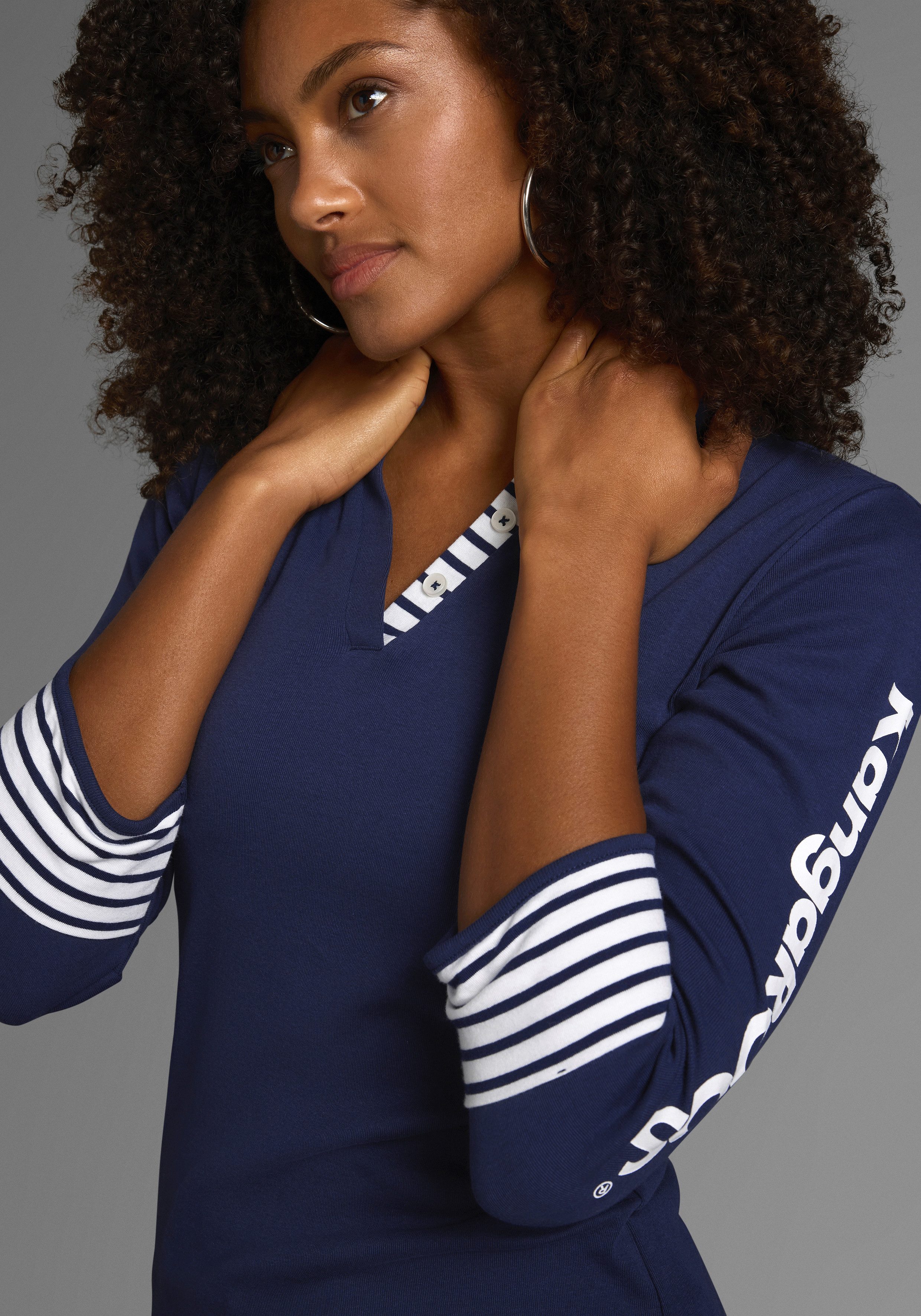 KangaROOS 3/4-Arm-Shirt 3/4-Arm, figurbetonte Passform, mit Logodruck