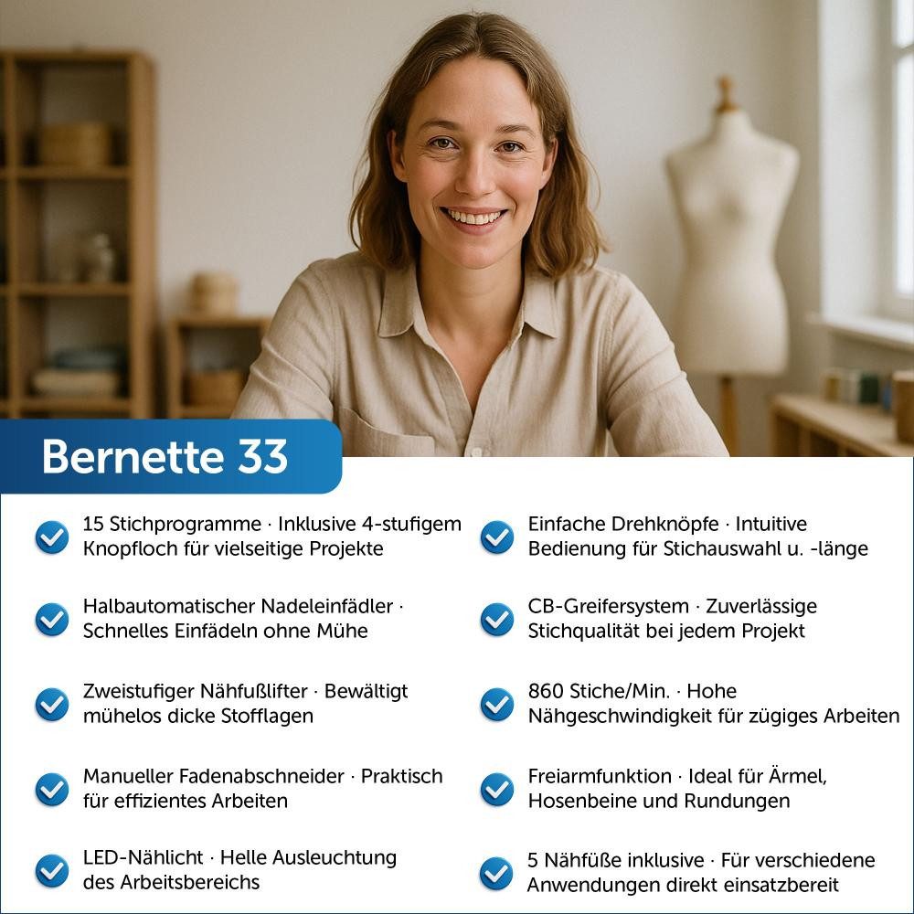 Bernette Nähmaschine - B 33 mechanische Nutzstich Nähmaschine